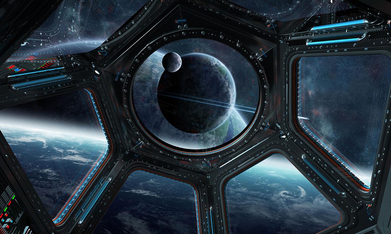 1366x820 Sci Fi Space Station Wallpaper Mural