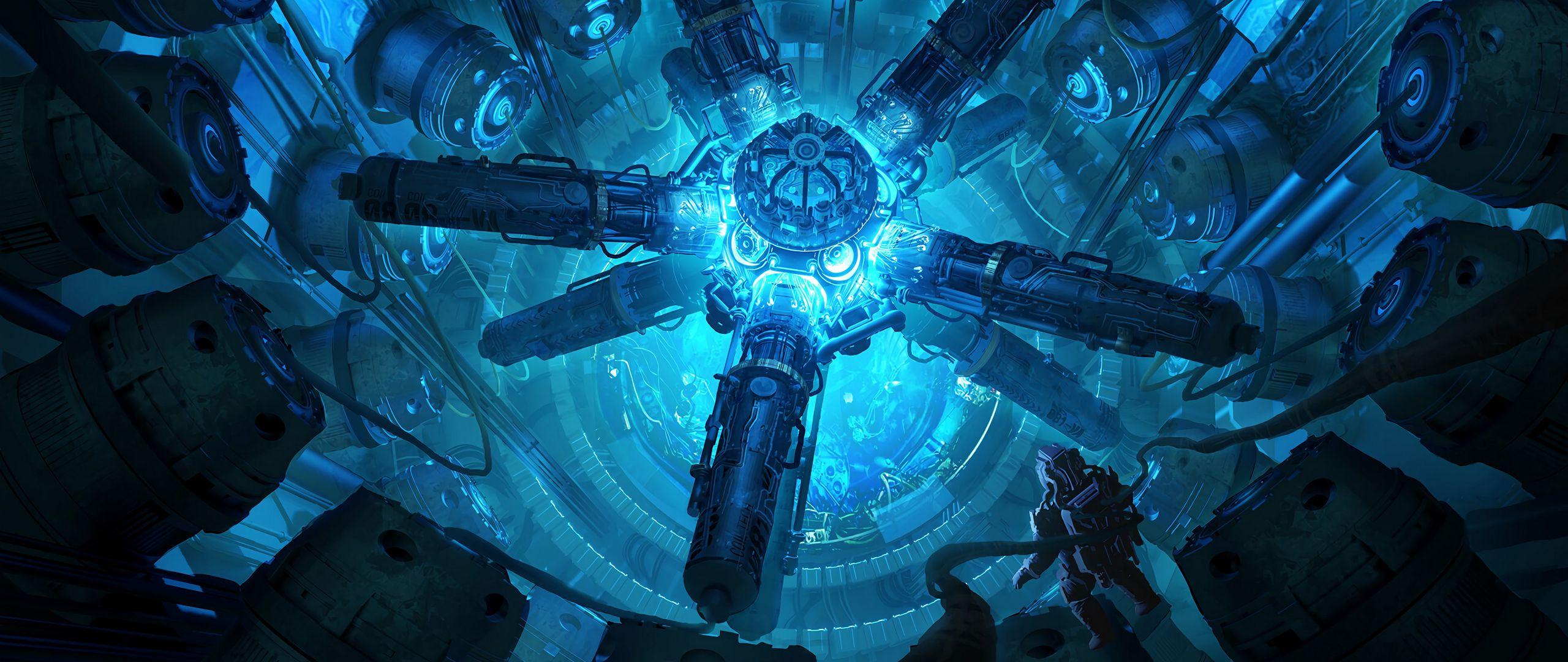 2560x1080 Download Wallpaper 2560x1080 Space Station, Astronaut, Art, Sci Fi Dual Wide 1080p HD Background
