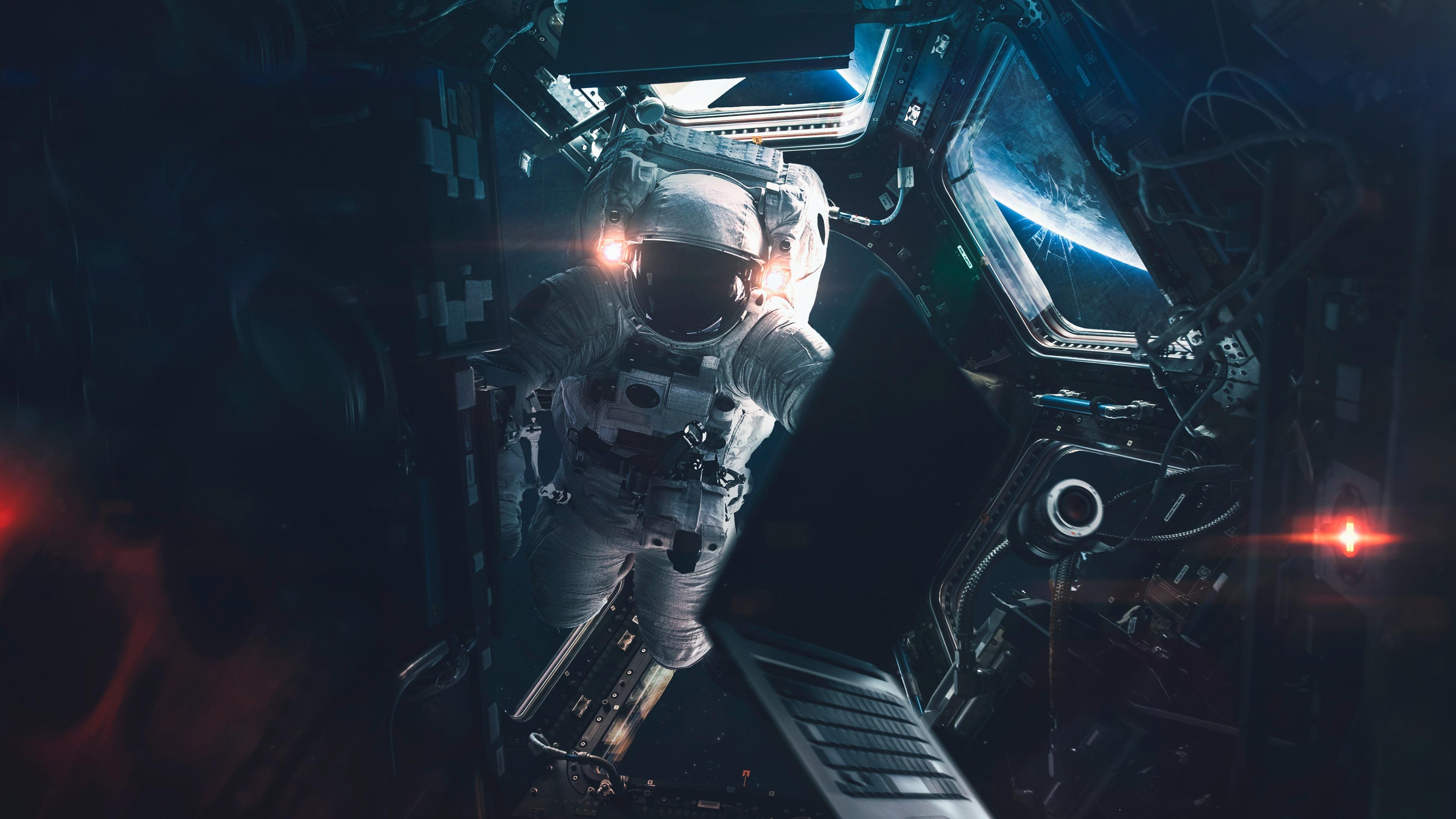 3840x2160 Astronaut Wallpaper 4K, Space Station, Laptop, Sci Fi, Space Suit, Space