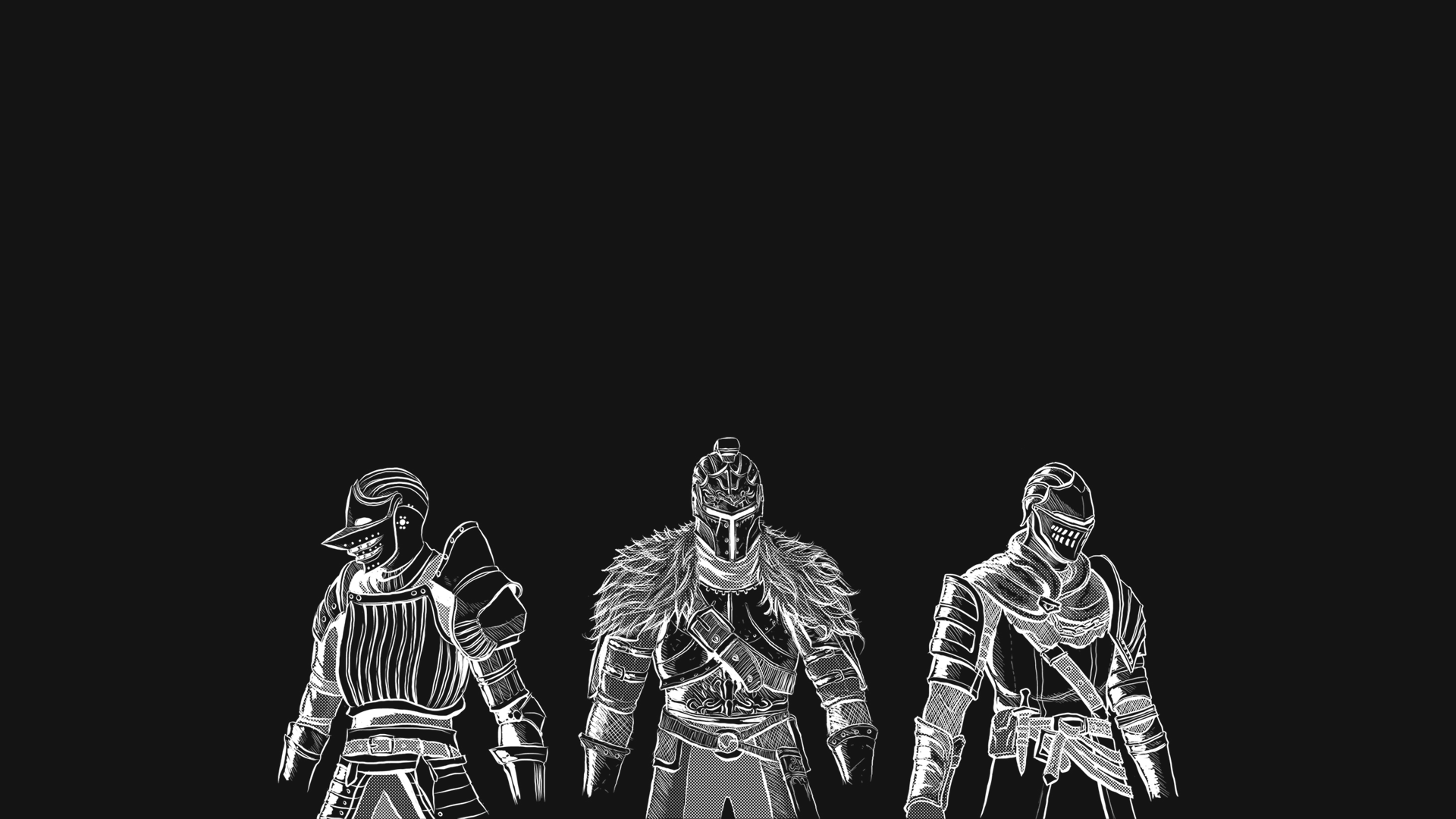 1920x1080 dark, Souls, Knights, Medieval, Fantasy, Warriors, Armor, Black, White Wallpaper HD / Desktop and Mobile Background
