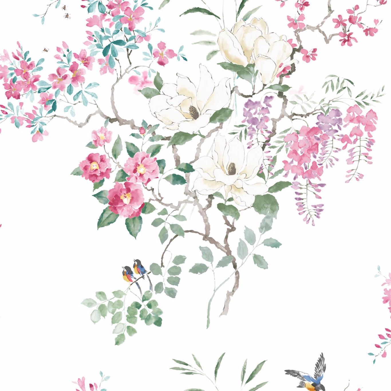 1366x1366 Magnolia & Blossom Panel B Blossom Leaf Wallpaper. Sanderson By Sanderson Design
