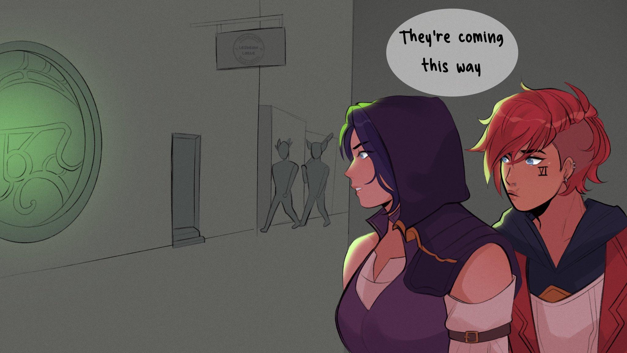 2048x1152 caitlyn, vi, arcane vi, and arcane caitlyn (league of legends and 1 more) drawn
