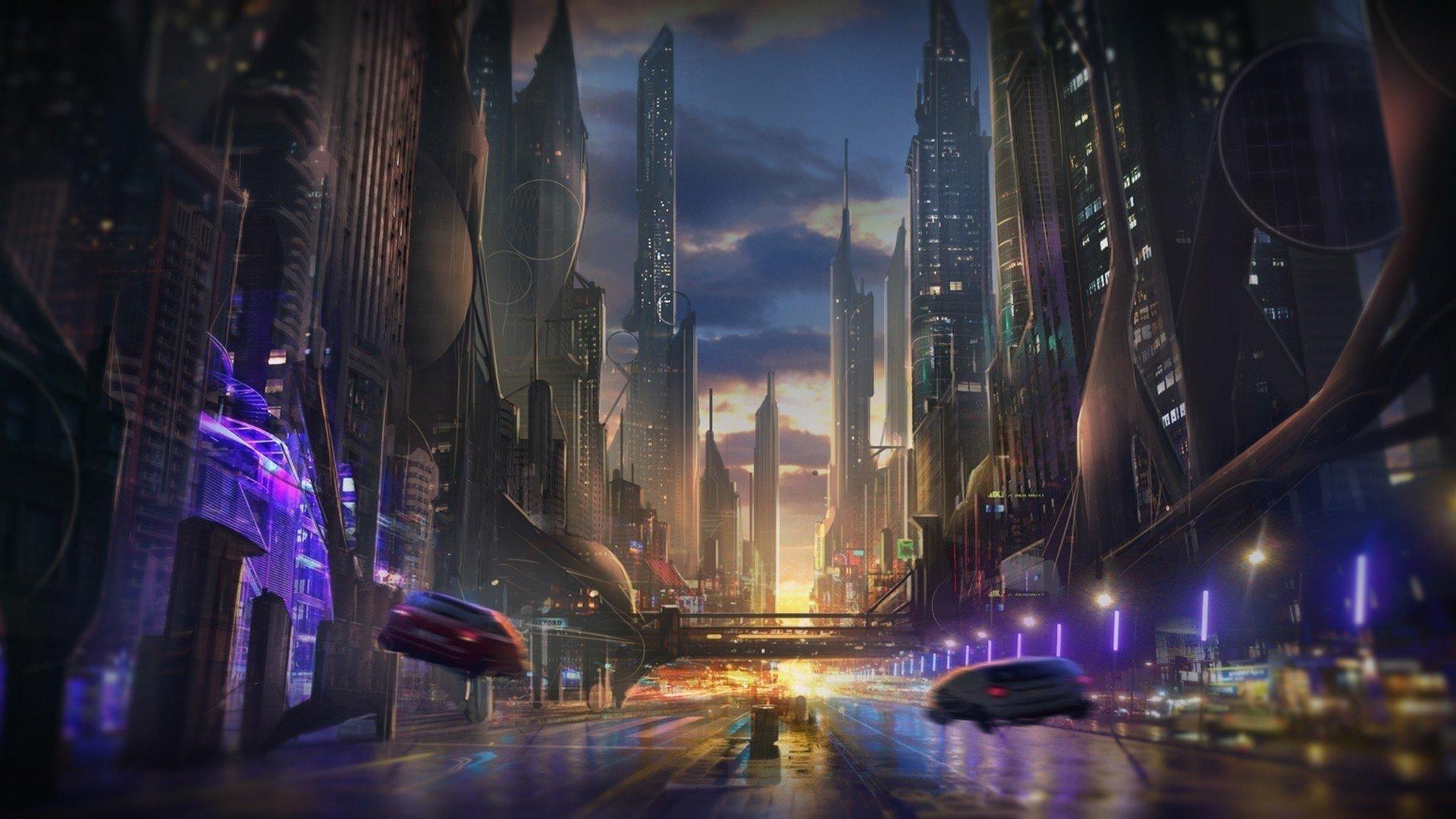 1920x1080 Future Flying Cars City