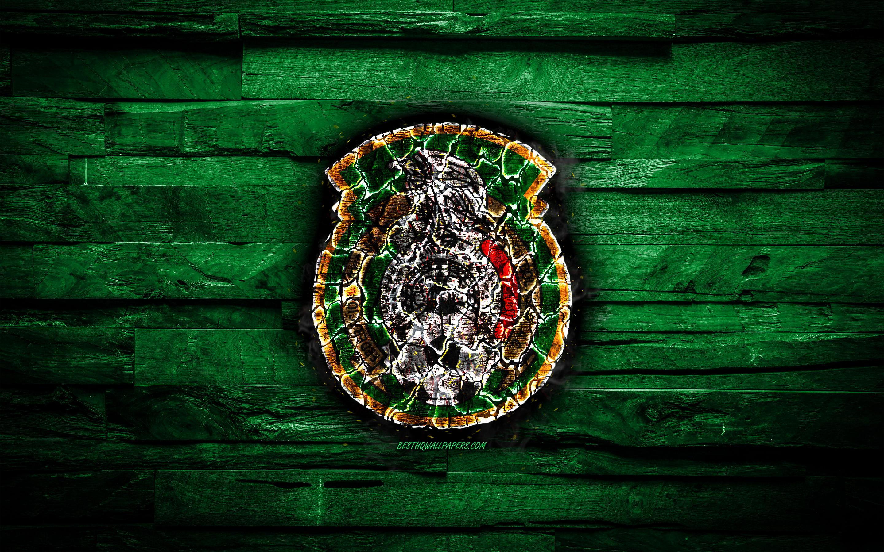 2880x1800 Download wallpaper Mexico, burning logo, CONCACAF, green wooden background, grunge, North America National Teams, football, Mexican soccer team, soccer, Mexico national football team for desktop with resolution 2880x1800. High Quality HD picture