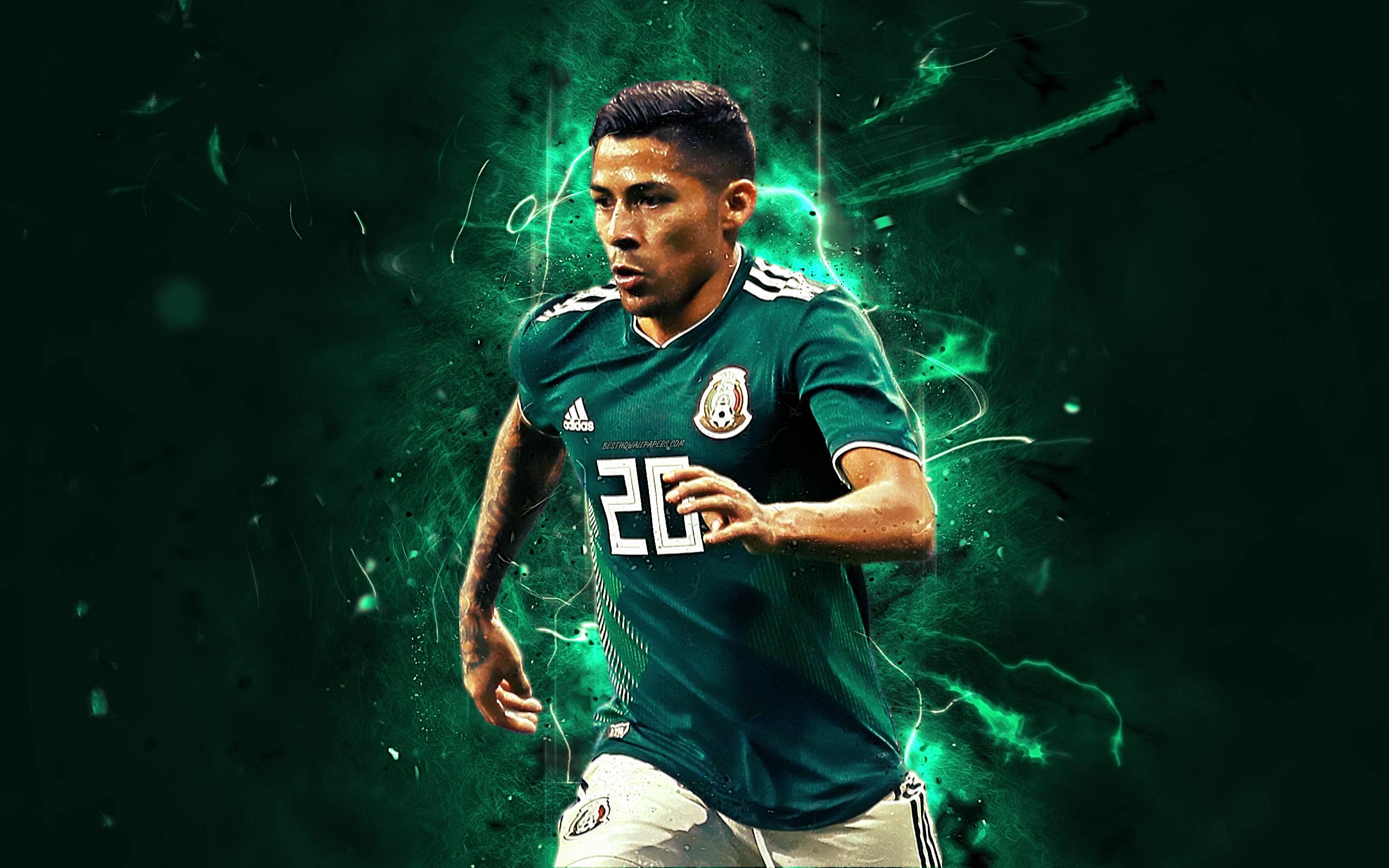 2560x1600 Download wallpaper Javier Aquino, abstract art, Mexico National Team, soccer, footballers, Aquino, neon lights, Mexican football team for desktop with resolution 2560x1600. High Quality HD picture wallpaper