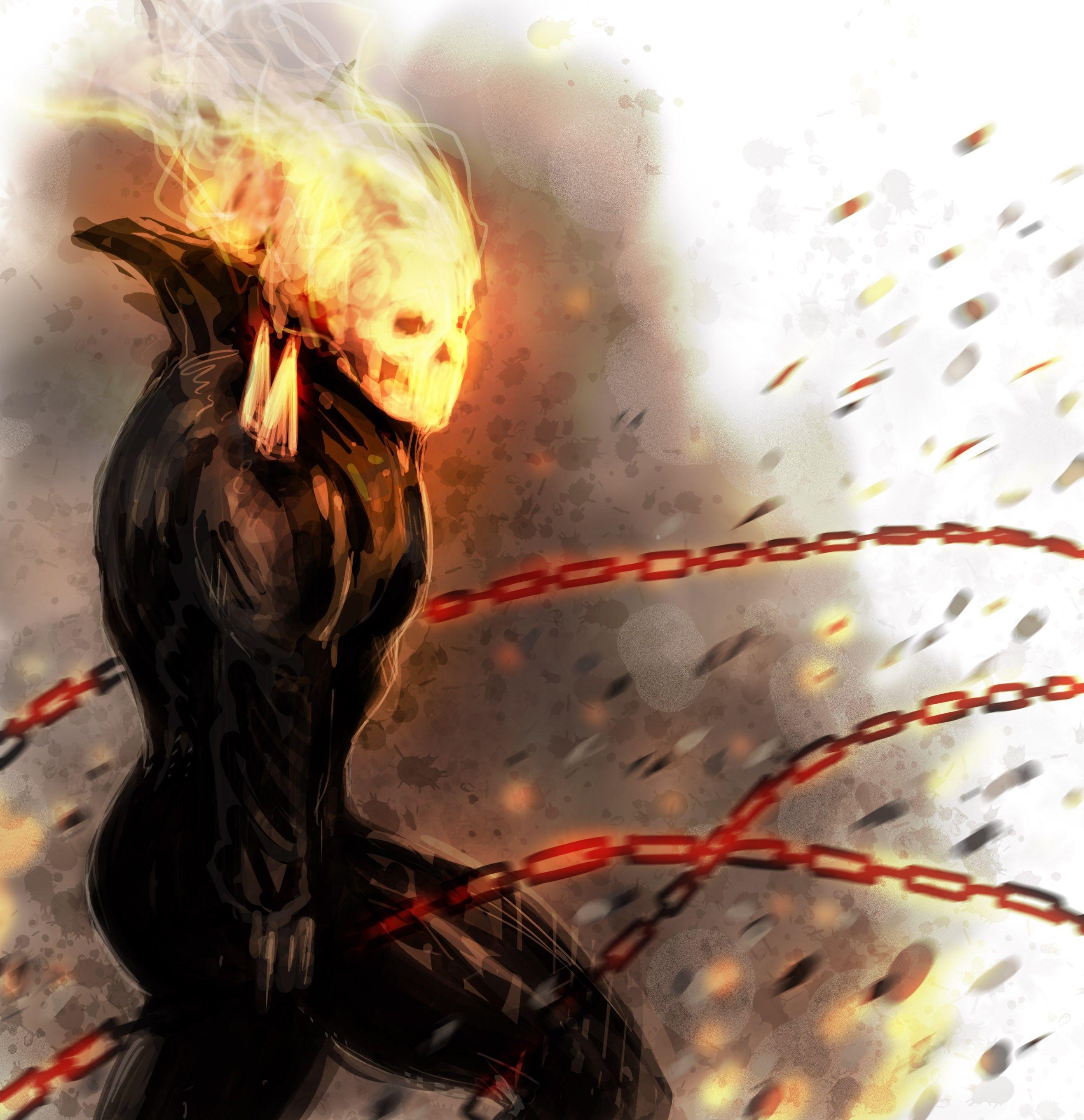 2631x2720 Comics fire ghost rider drawings chains traditional wallpaper