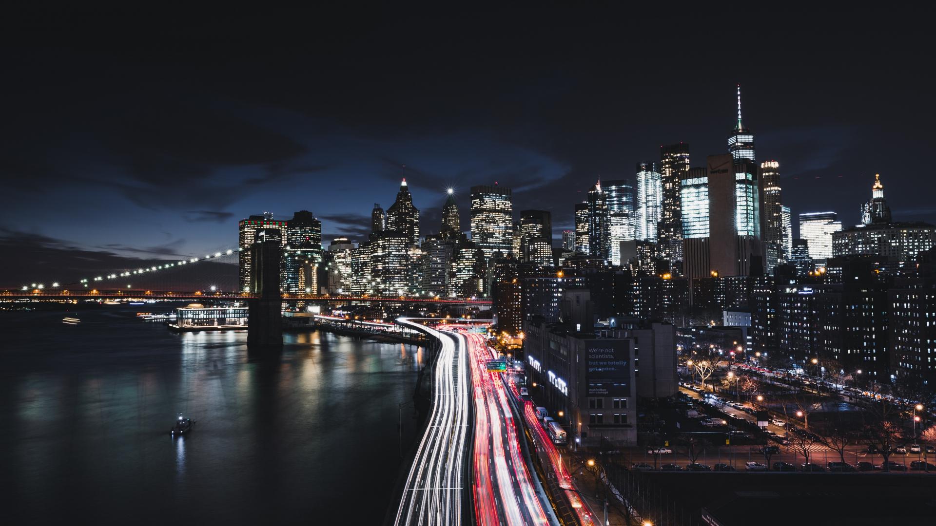 1920x1080 Download new york, city, night, road, buildings 1920x1080 wallpaper, full hd, hdtv, fhd, 1080p wallpaper, 1920x1080 HD image, background, 6107