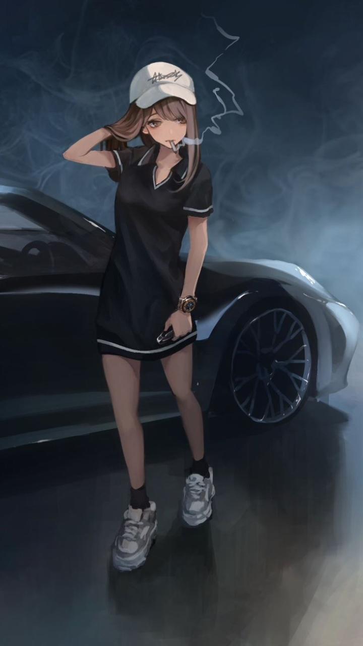 720x1280 Cigarette Anime Girl Smoke