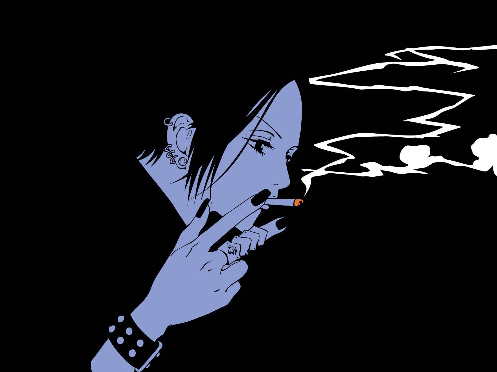 1600x1200 Smoking black Nana simple background anime girls wallpaperx1200