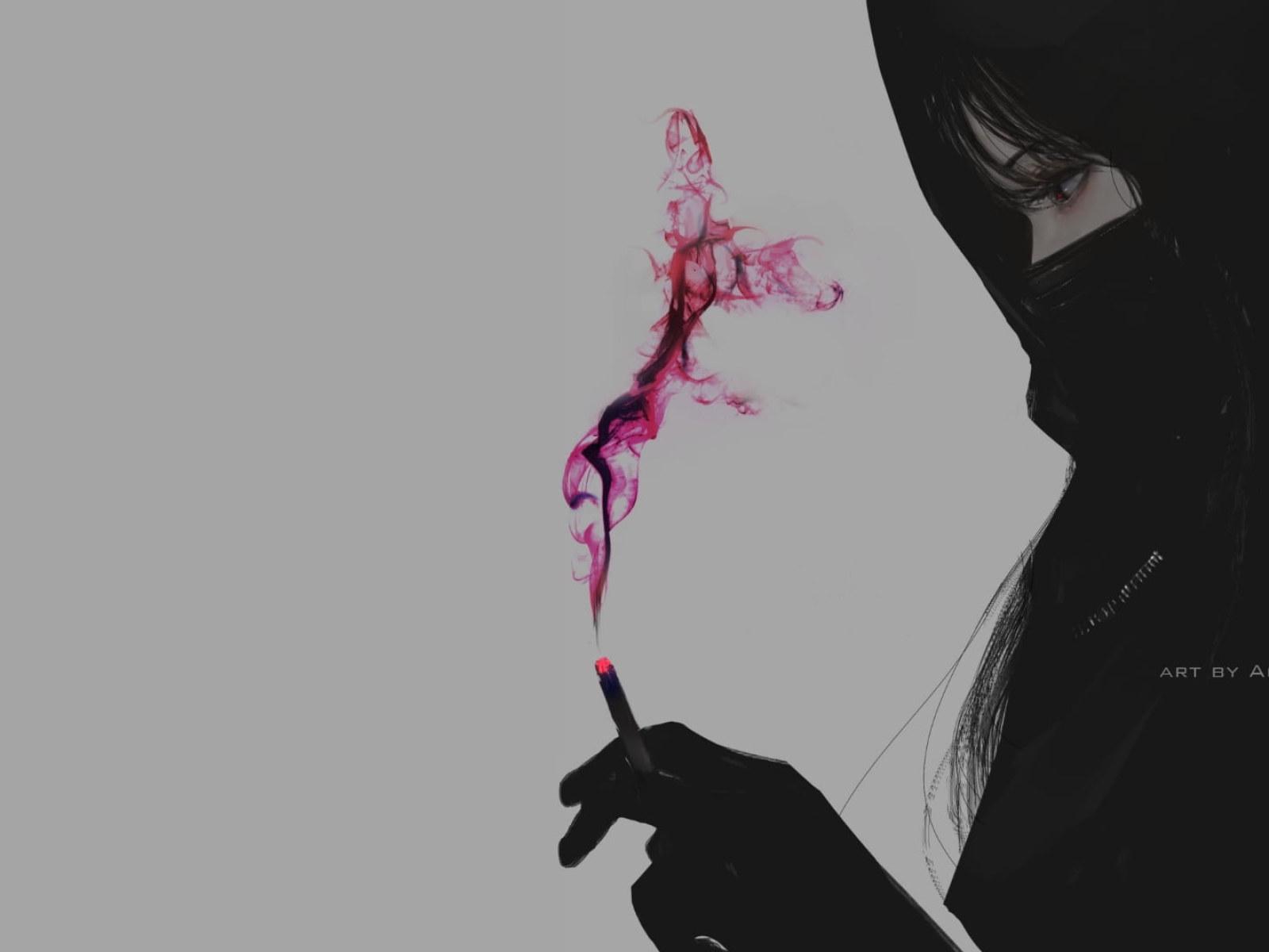 1600x1200 Aoi Ogata Wallpaper, Simple Background, Gray Background, Smoke, Smoking • Wallpaper For You