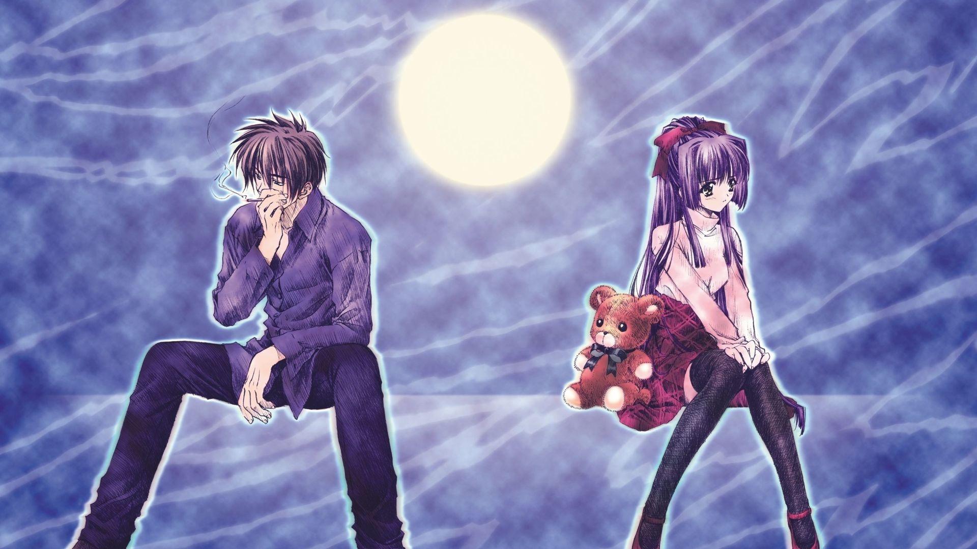 1920x1080 Boy, Girl, Cigarette Anime Walpaper Wallpaper & Background Download