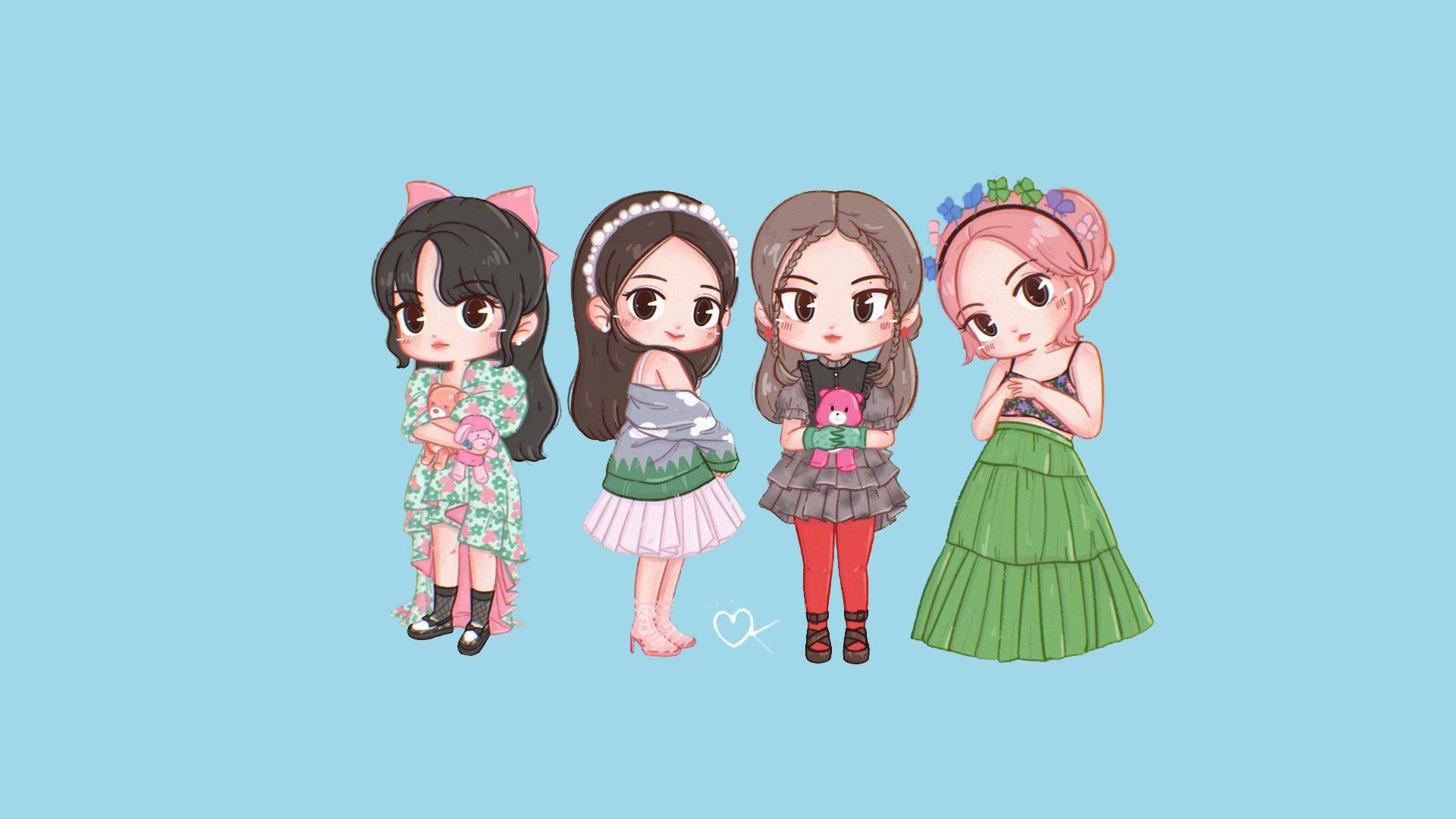 1920x1080 Best HD Blackpink Chibi Wallpaper
