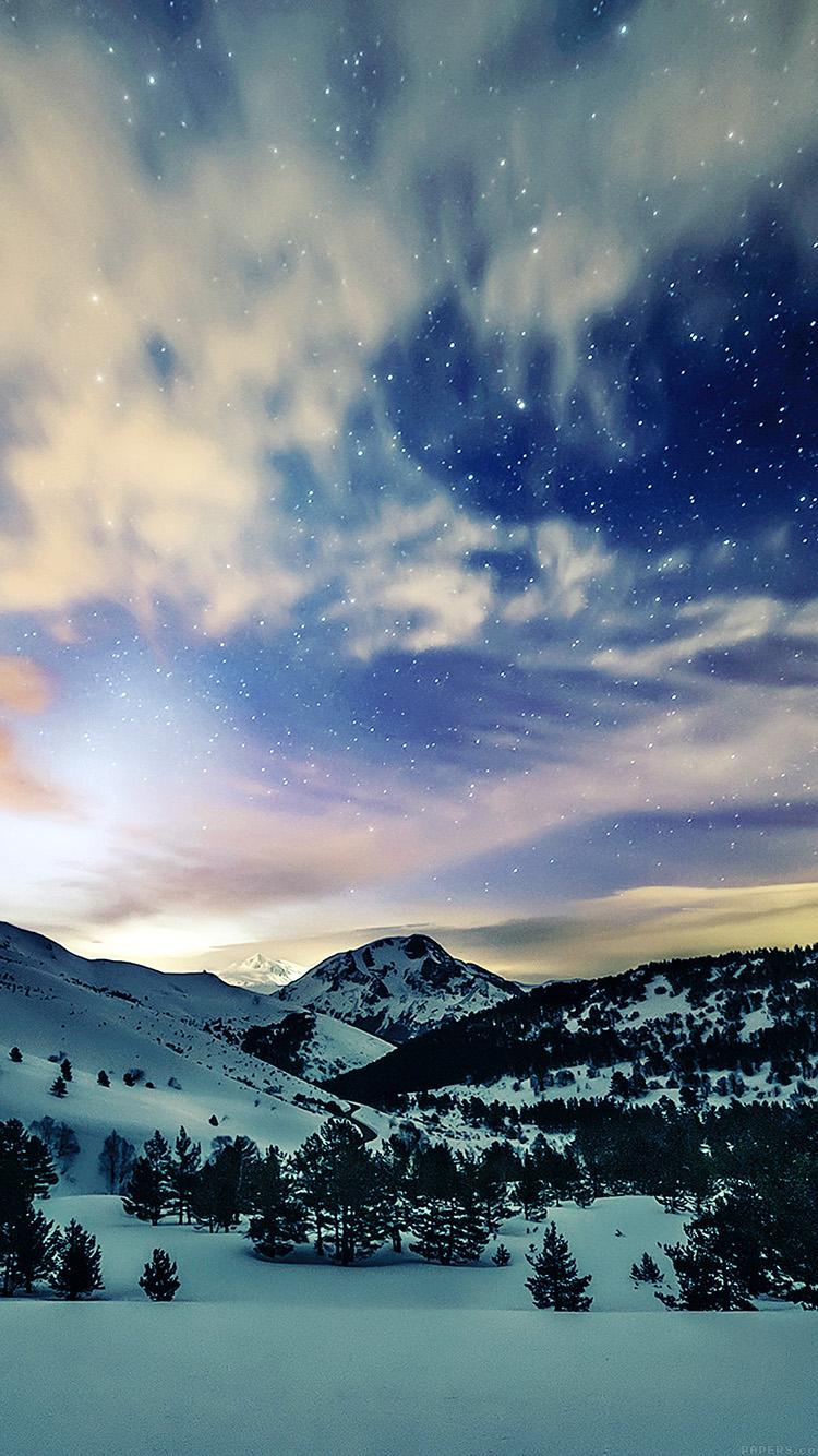 750x1334 iPhone X wallpaper. aurora star sky snow night mountain winter nature