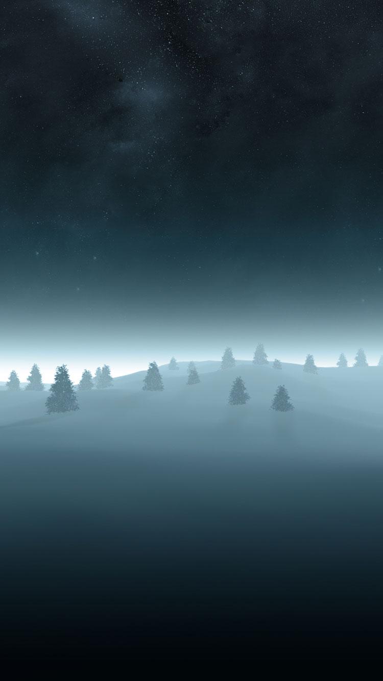 750x1334 Winter Night Cartoon iPhone Wallpaper