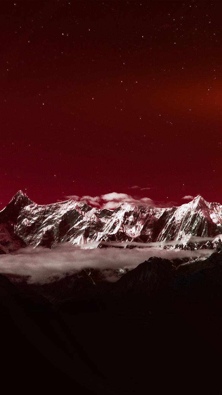 750x1334 iPhone 6 wallpaper. mountain snow dark red winter sky star