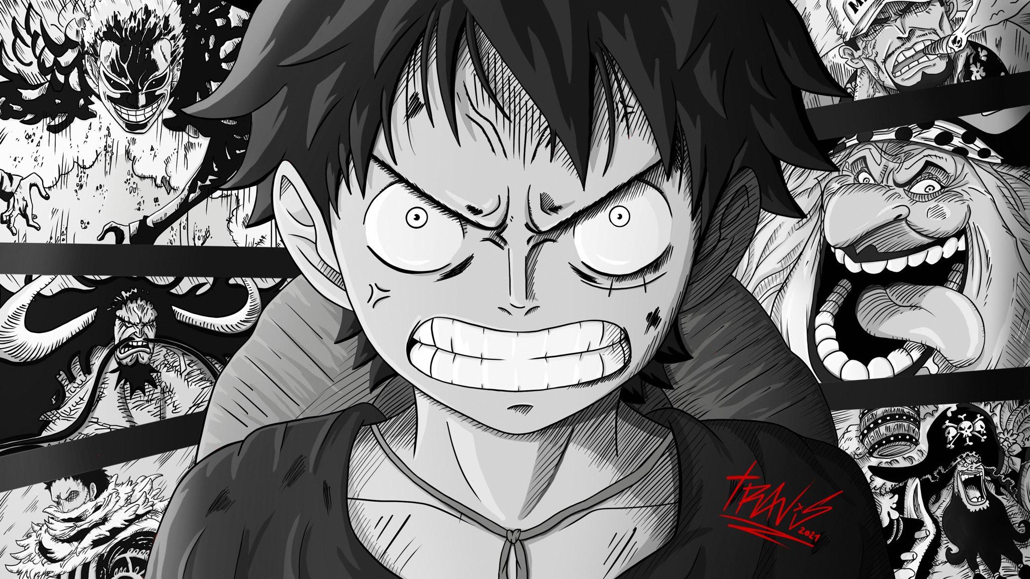 2048x1152 trvs.arts made this One Piece 4K wallpaper! Here's free download link: Hope u like it! #ONEPIECE #rufy #bigmom #kaido #doflamingo #Onepiecefanart #wallpaper #luffy #LuffyDay #luffyweek2021