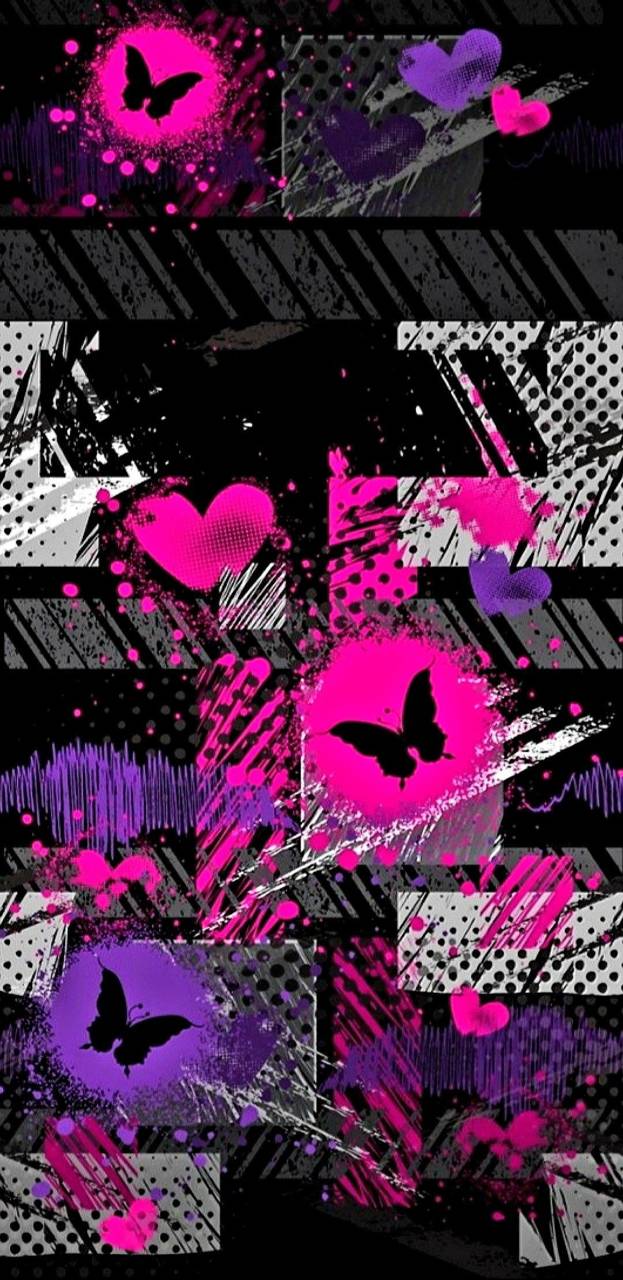 623x1280 Butterflies N Hearts Wallpaper