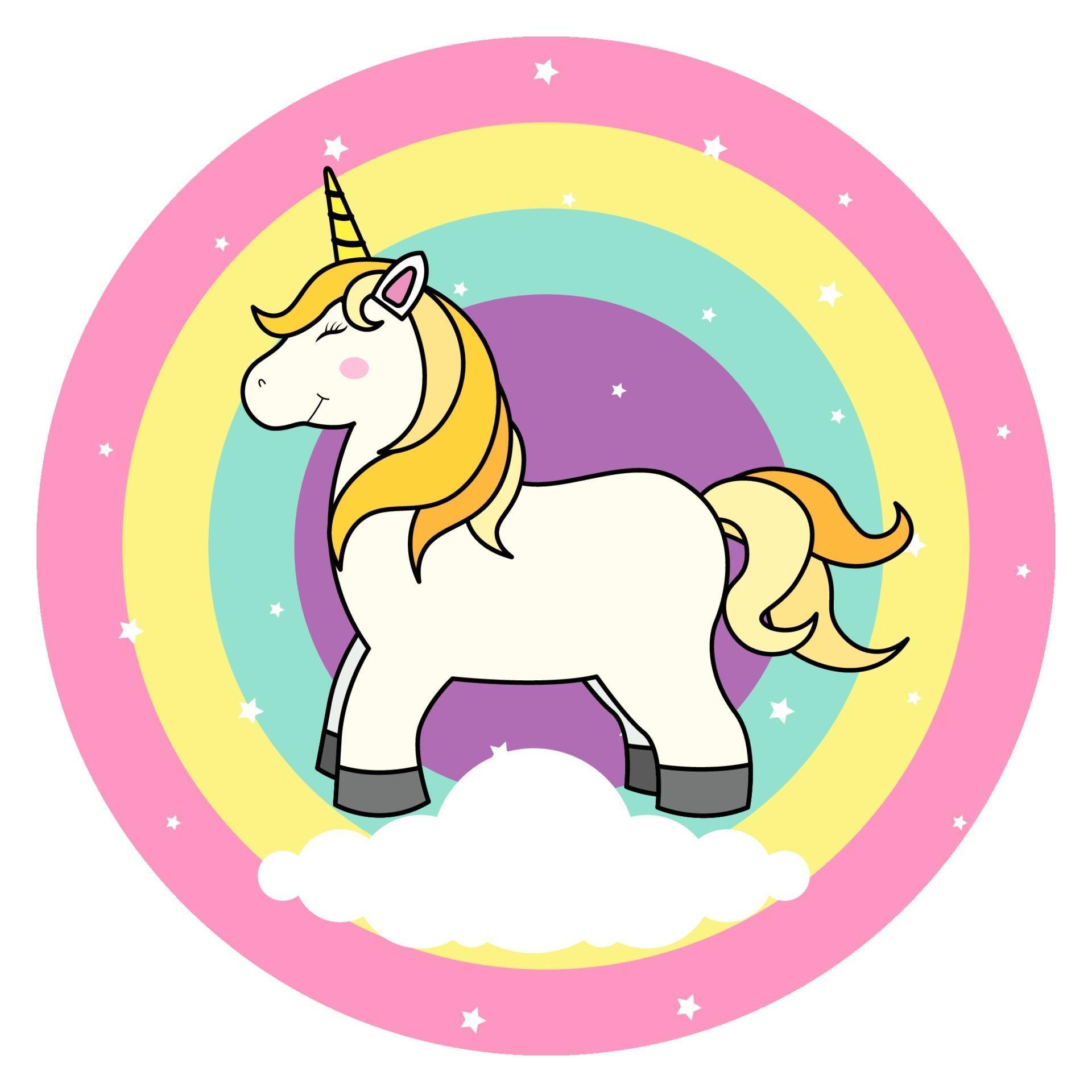 1920x1920 Cute Cartoon Unicorn On Cloud And Rainbow For Print T Shirt Or Sticker, Wallpaper Background And Hand Drawing Illustration For Children