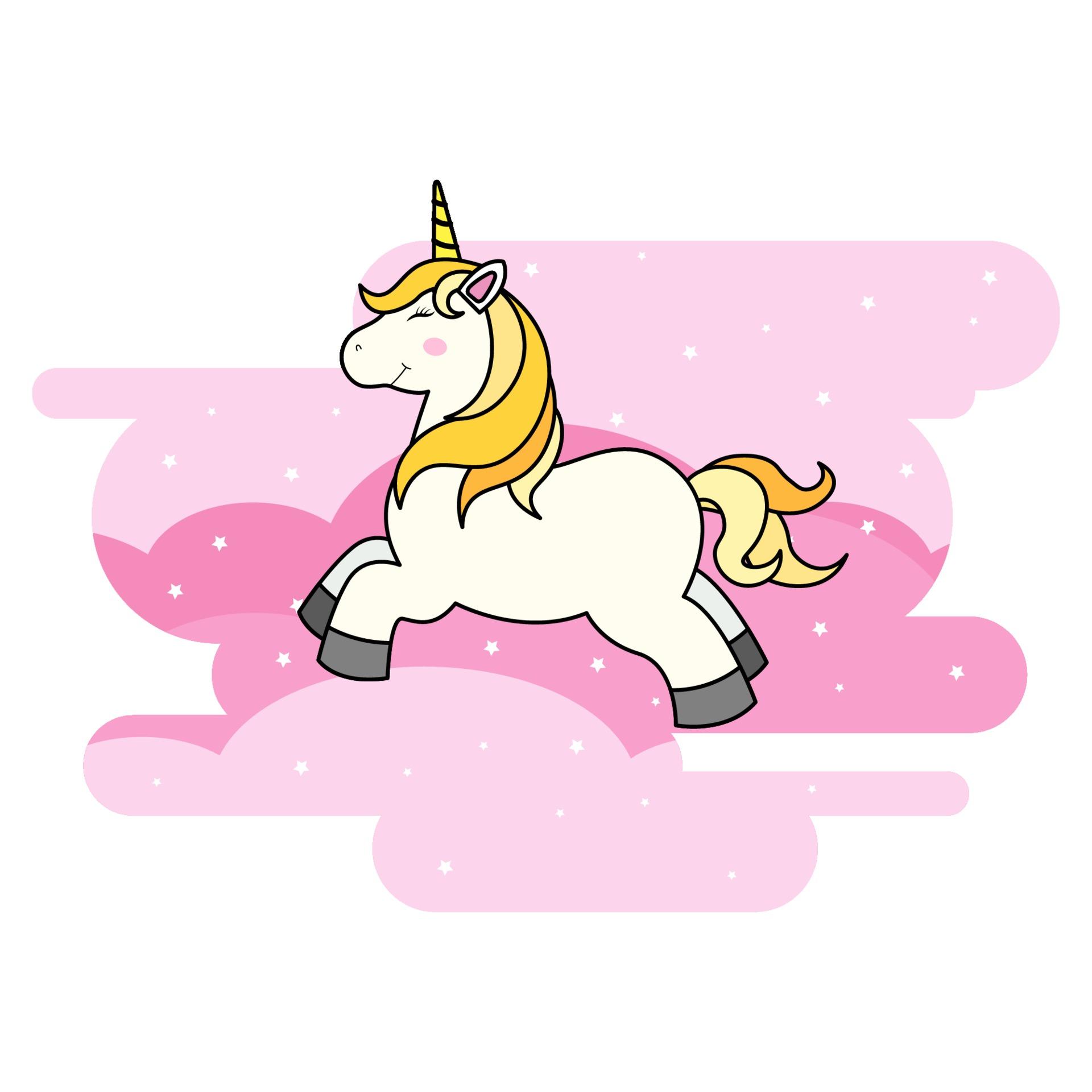 1920x1920 Cute Cartoon Unicorn On Cloud And Rainbow For Print T Shirt Or Sticker, Wallpaper Background And Hand Drawing Illustration For Children