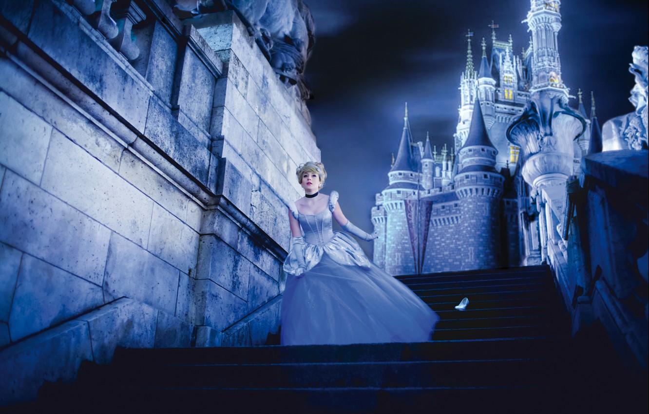 1332x850 Wallpaper girl, night, castle, cosplay, Cinderella, NikitaCosplay image for desktop, section фильмы