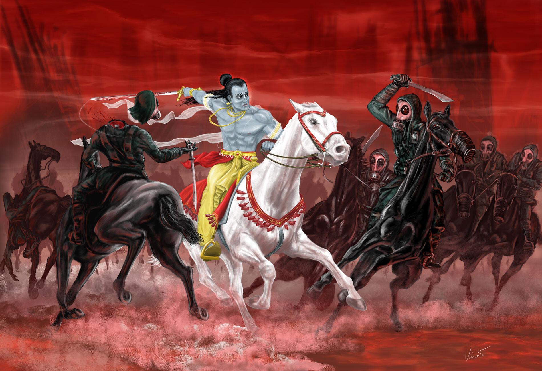 1900x1301 Kalki avatar art painting