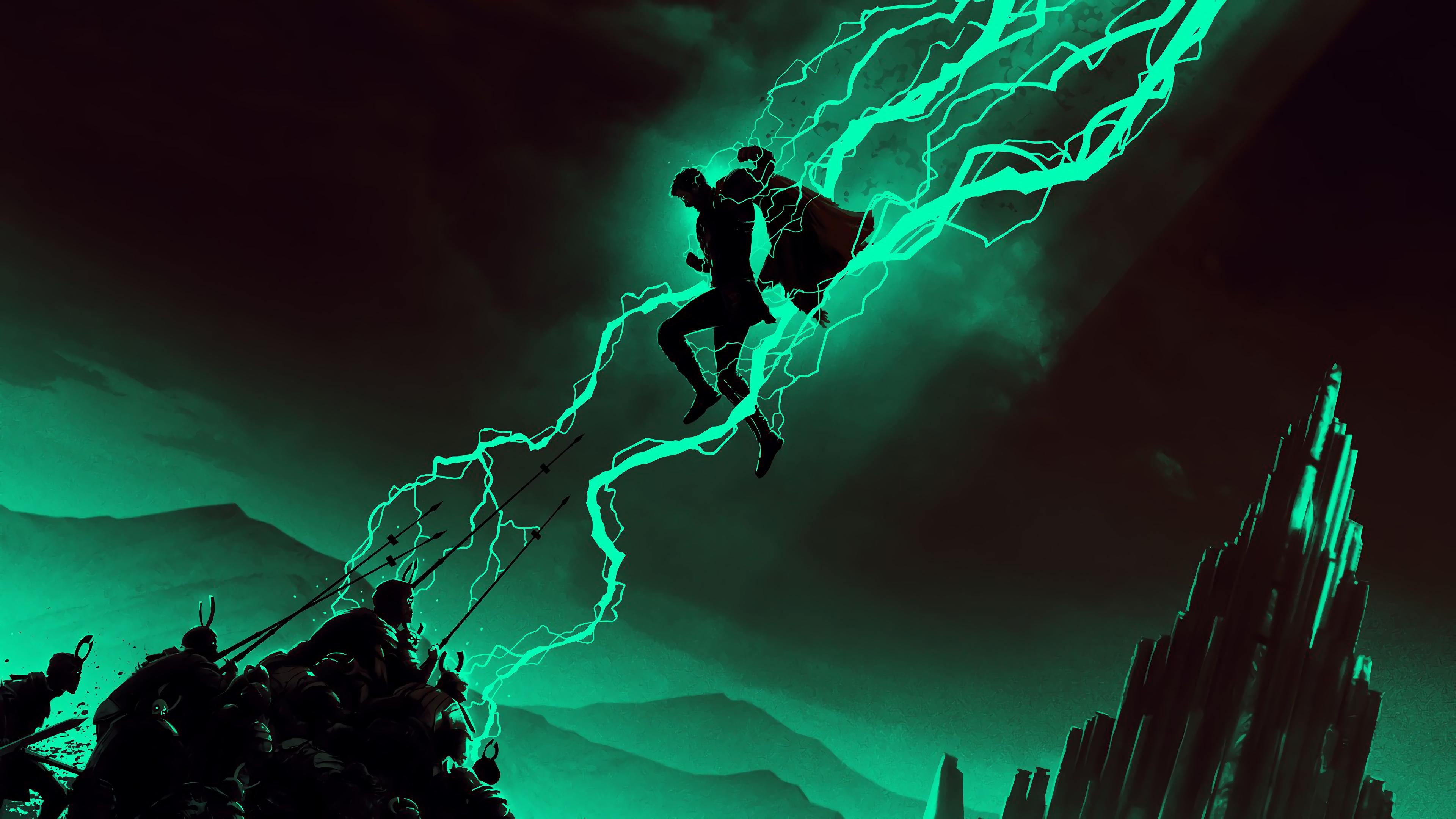 3840x2160 Thor Minimalist Lightning 4K Wallpaper