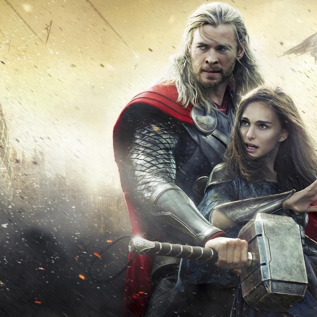 1024x1024 Thor Movie: Thor and Jane Foster 1024 x 1024 iPad Wallpaper
