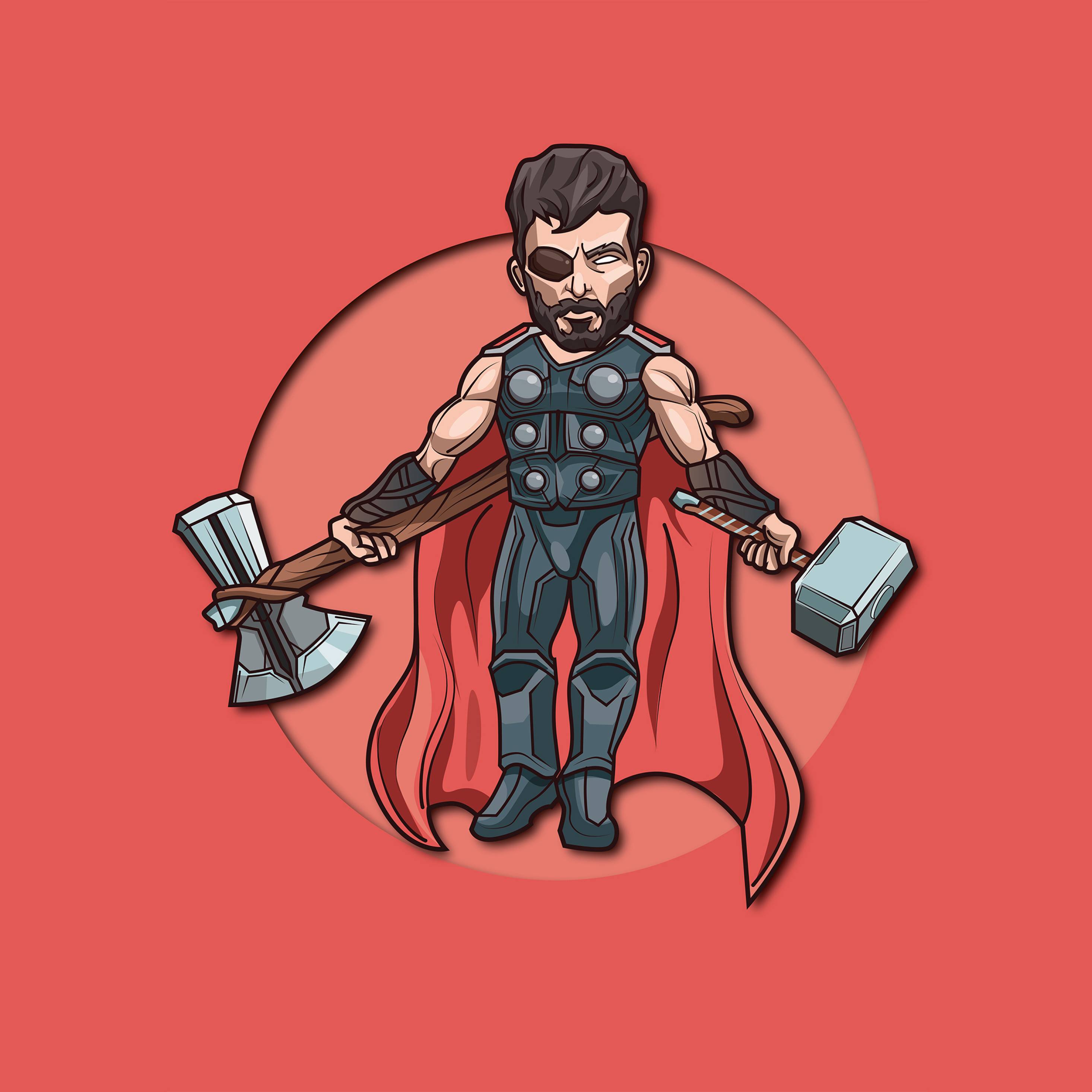 2932x2932 Thor 4K MCU Art iPad Pro Retina Display Wallpaper, HD Minimalist 4K Wallpaper, Image, Photo and Background