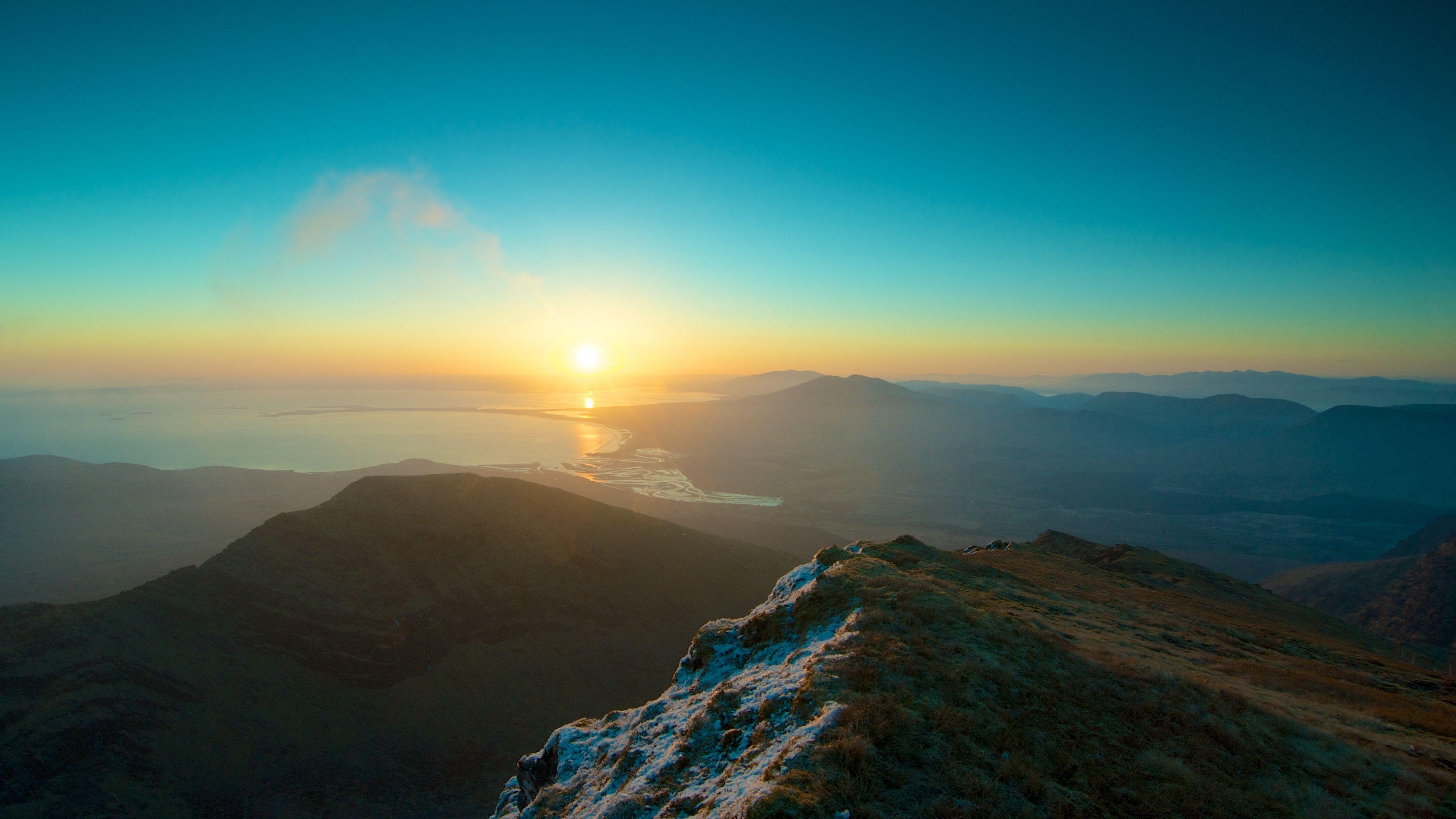 3840x2160 Download wallpaper 3840x2160 mountains, sky, sunset, peaks 4k uhd 16