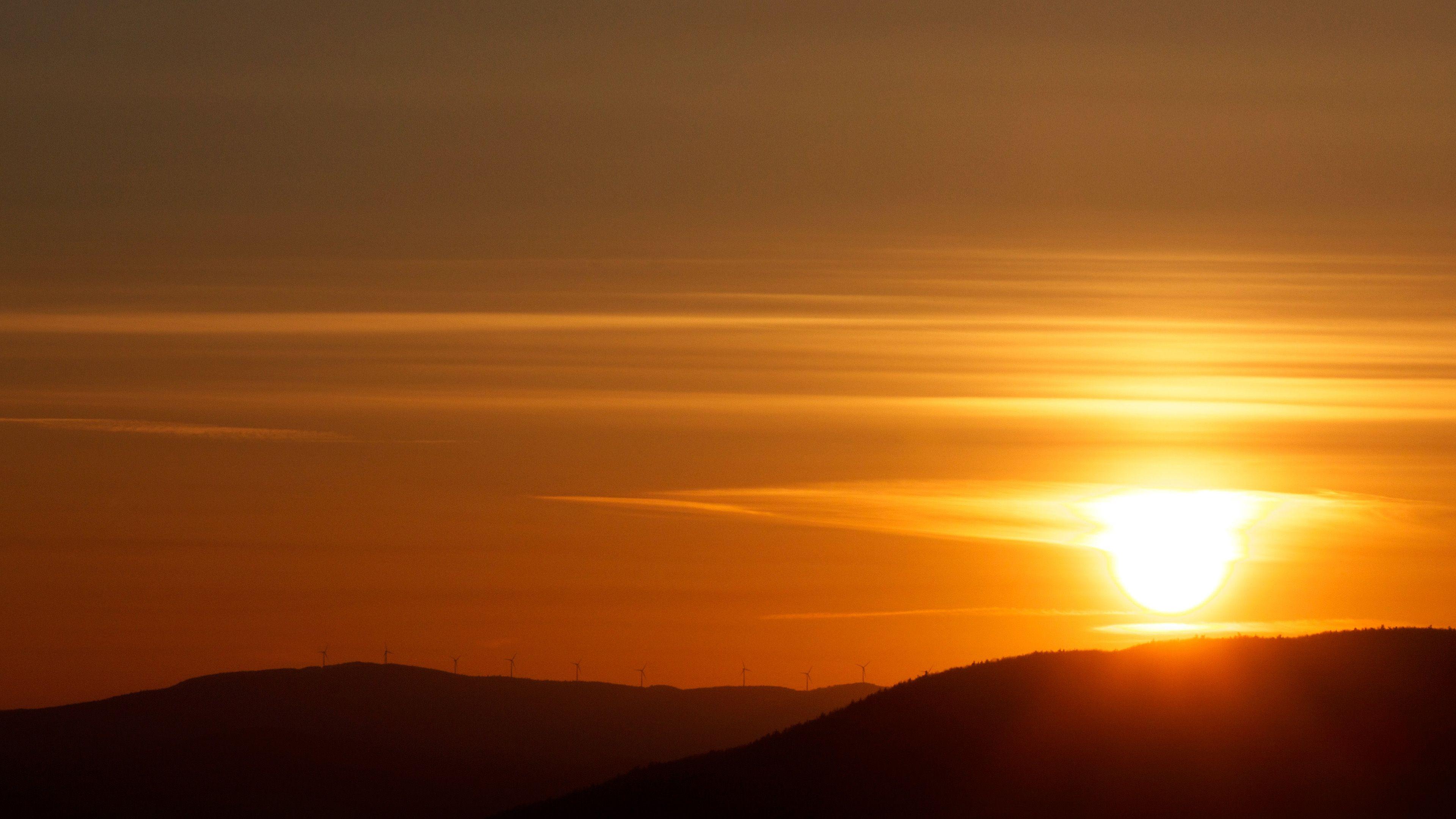3840x2160 wallpaper for desktop, laptop. sunset night nature mountain red