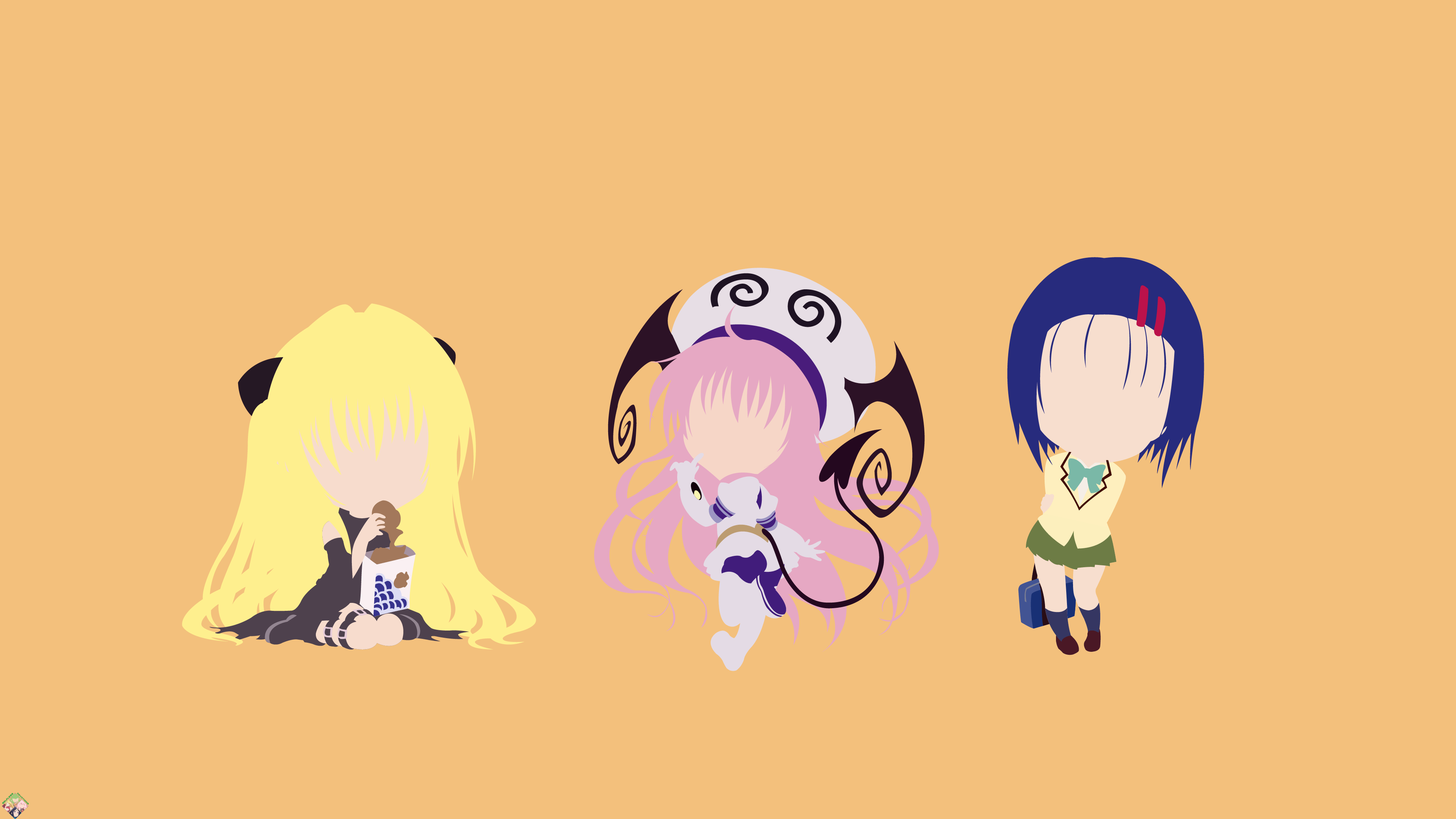 3840x2160 Golden Darkness Haruna Sairenji Lala Satalin Deviluke Wallpaper:3840x2160
