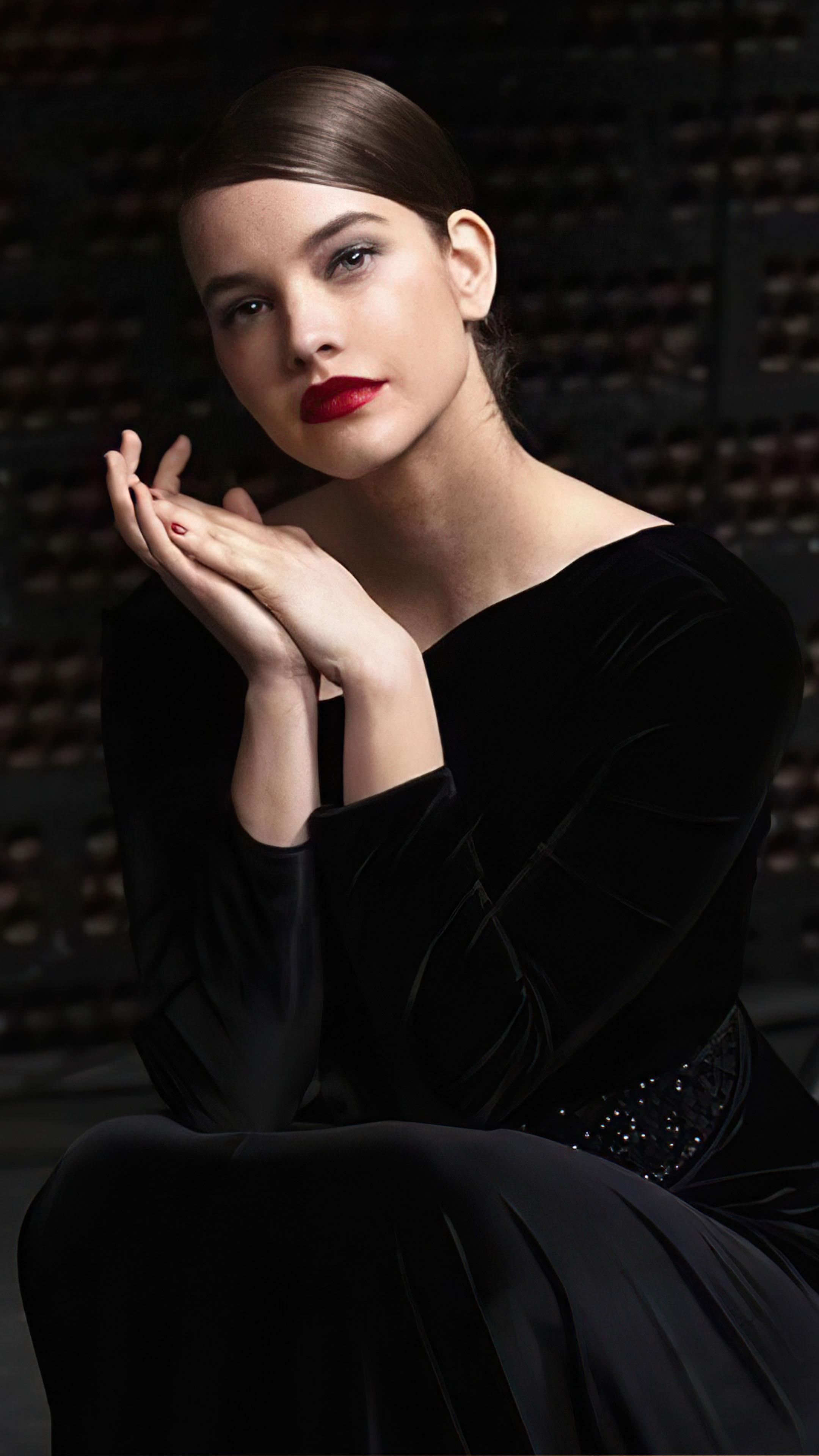 2160x3840 Barbara Palvin 2020 Red Lips Black Dress 4K Ultra HD Mobile Wallpaper