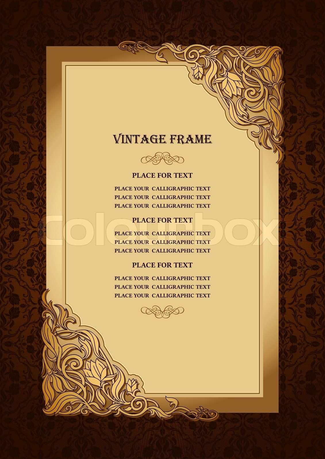 1131x1600 Vintage floral background with royal, gold ornamental art frame, victorian style border, damask rich wallpaper ornaments, luxury invitation card, creative certificate template for design