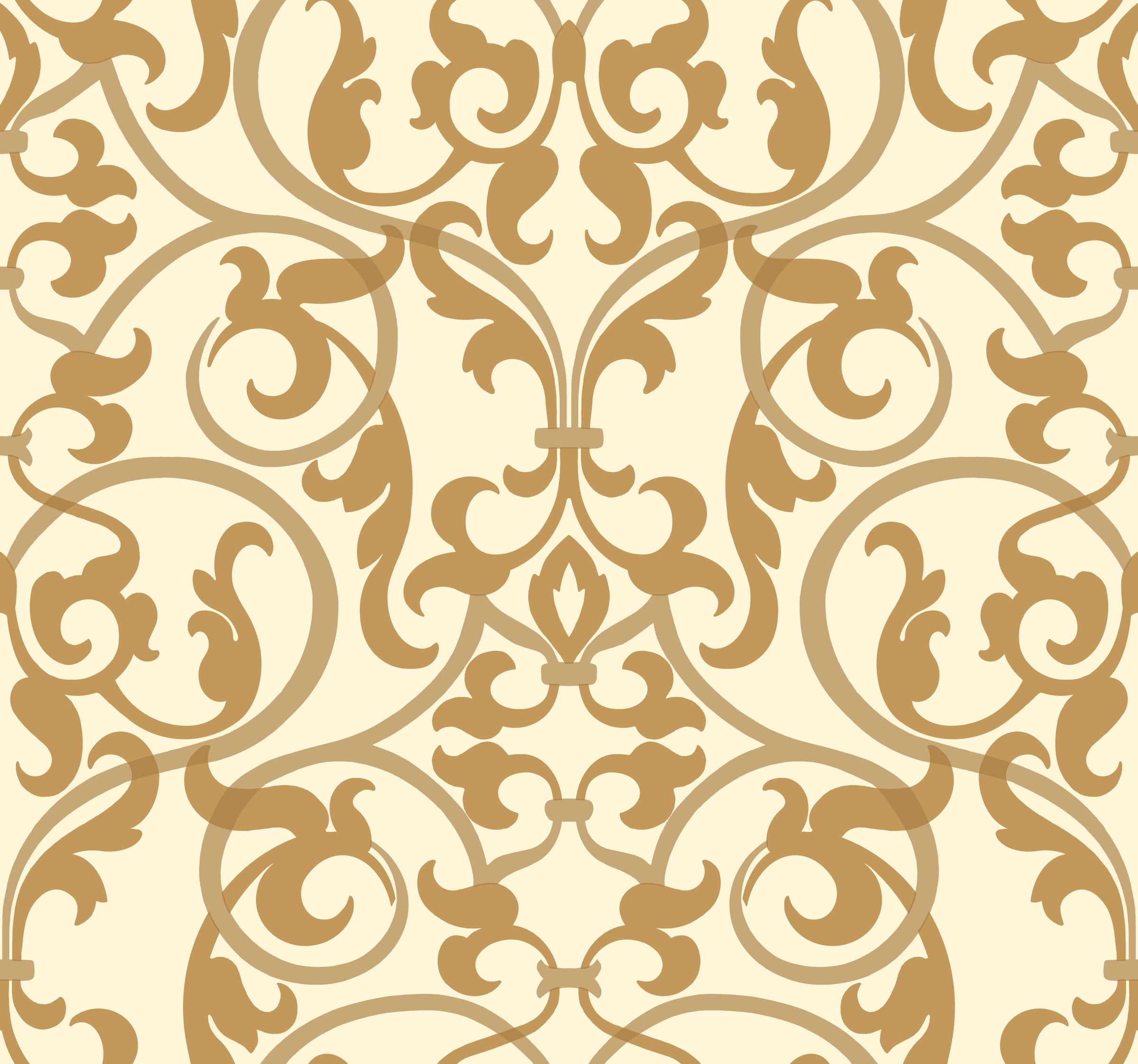 2400x2244 York Wallcoverings BH8381 Kashmir Royal Scroll Wallpaper cream, metallic golds