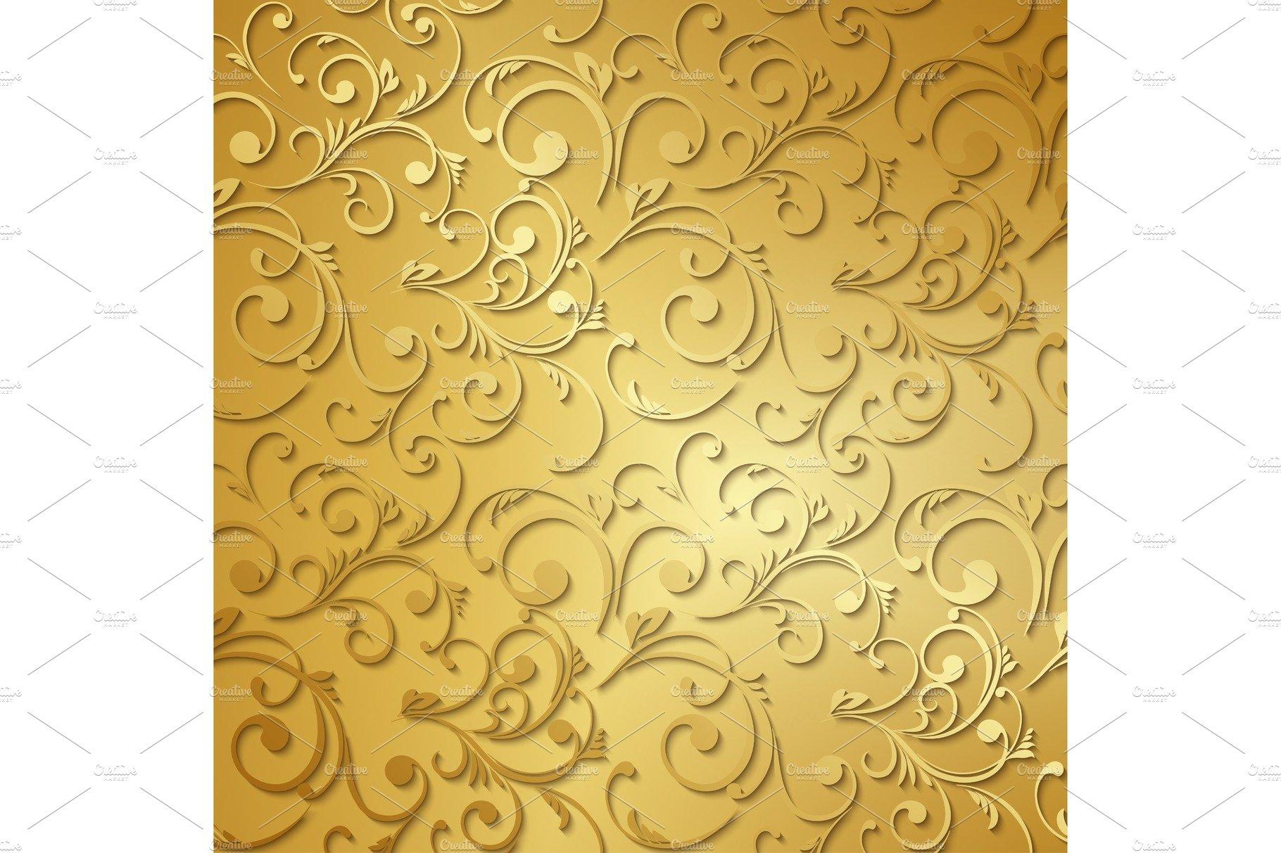 1820x1213 Luxury golden floral wallpaper. Vector Graphics Creative Market
