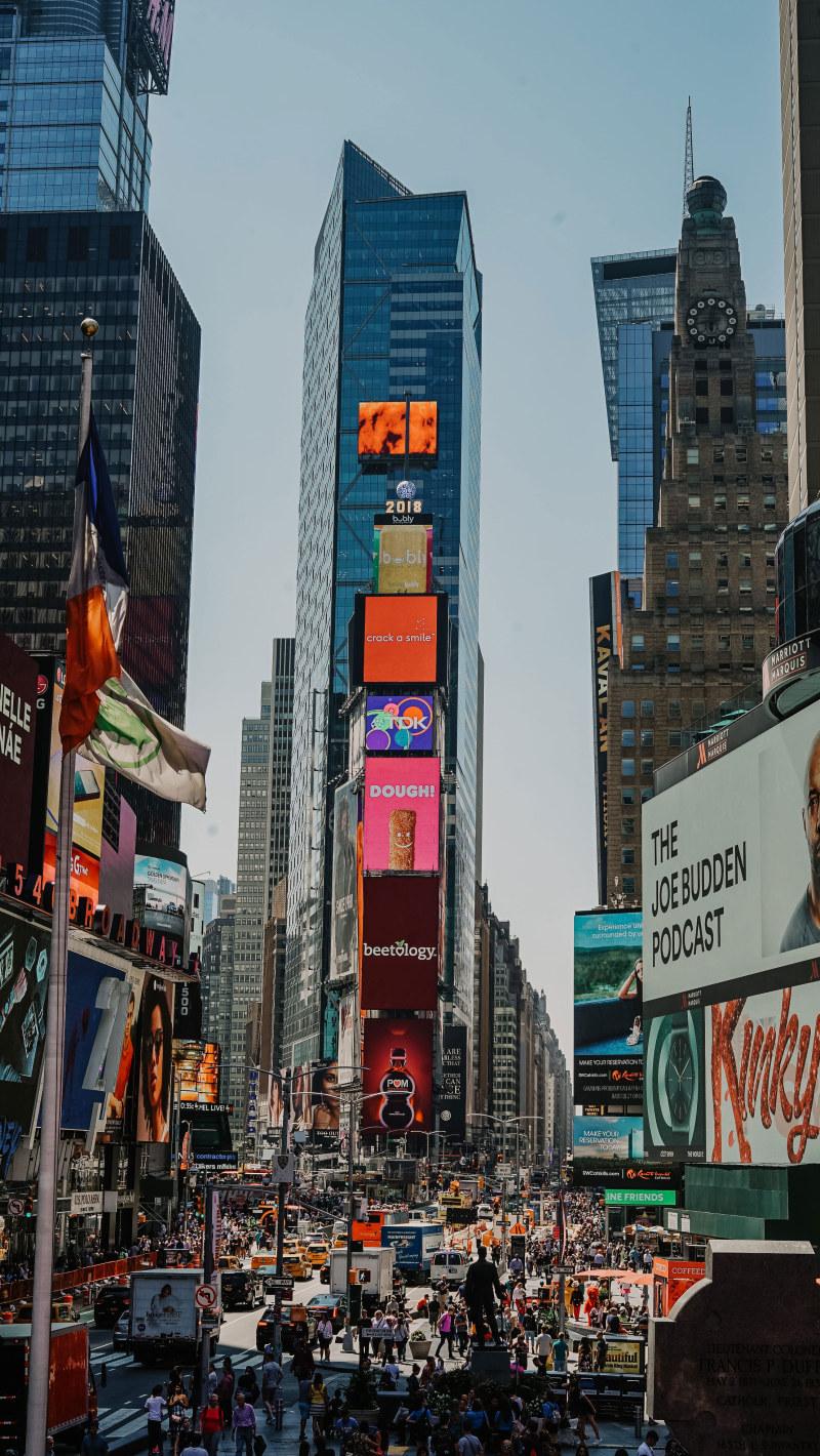 800x1420 New York Time Square Wallpaper, Town, Building, City, Downtown, Urban, Metropolis • Wallpaper For You