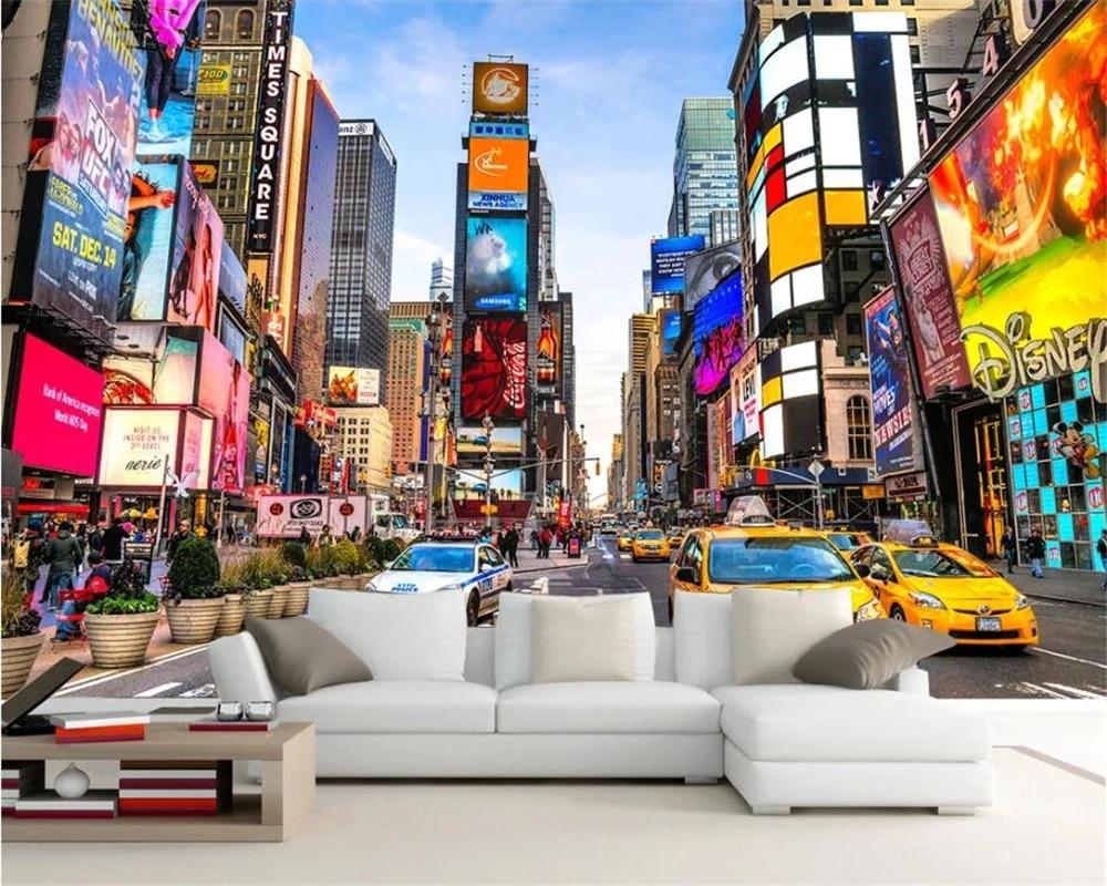 1000x800 beibehang wallpaper New York Modern Street View Architecture Times Square TV Background Wall Restaurant Decorative Painting. fashion wallpaper. style wallpaperwallpaper fashion