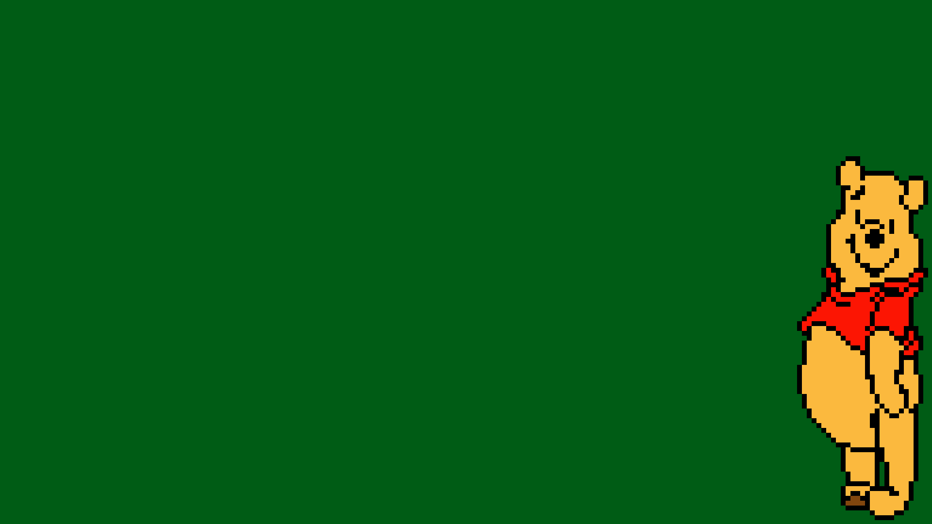 1920x1080 Pixel Art Pixels Winnie The Pooh Minimalism Green Background Wallpaper:1920x1080