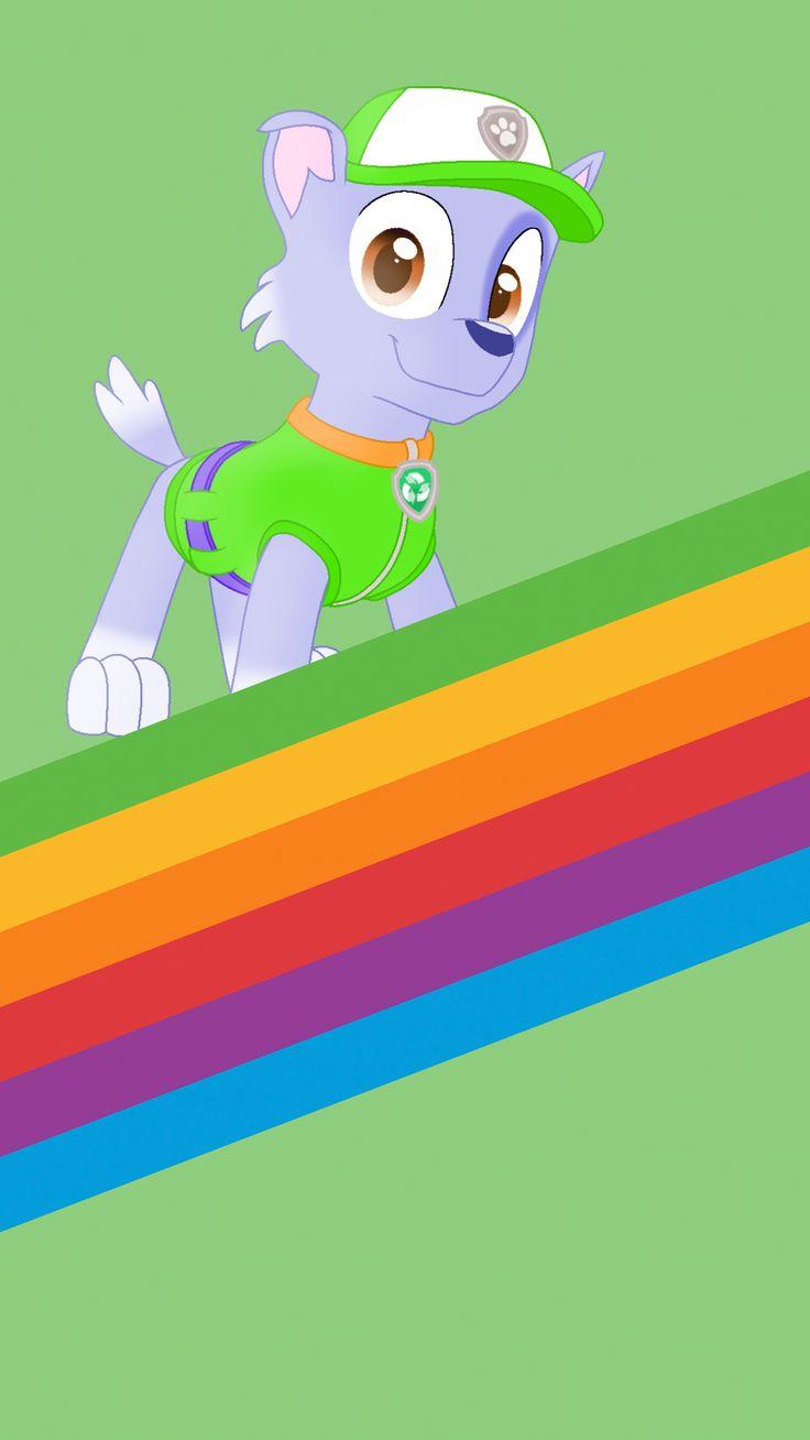 736x1308 Apple iPhone Wallpaper: Rocky Rainbow Stripe. Paw patrol characters, Paw patrol, Cartoon wallpaper hd