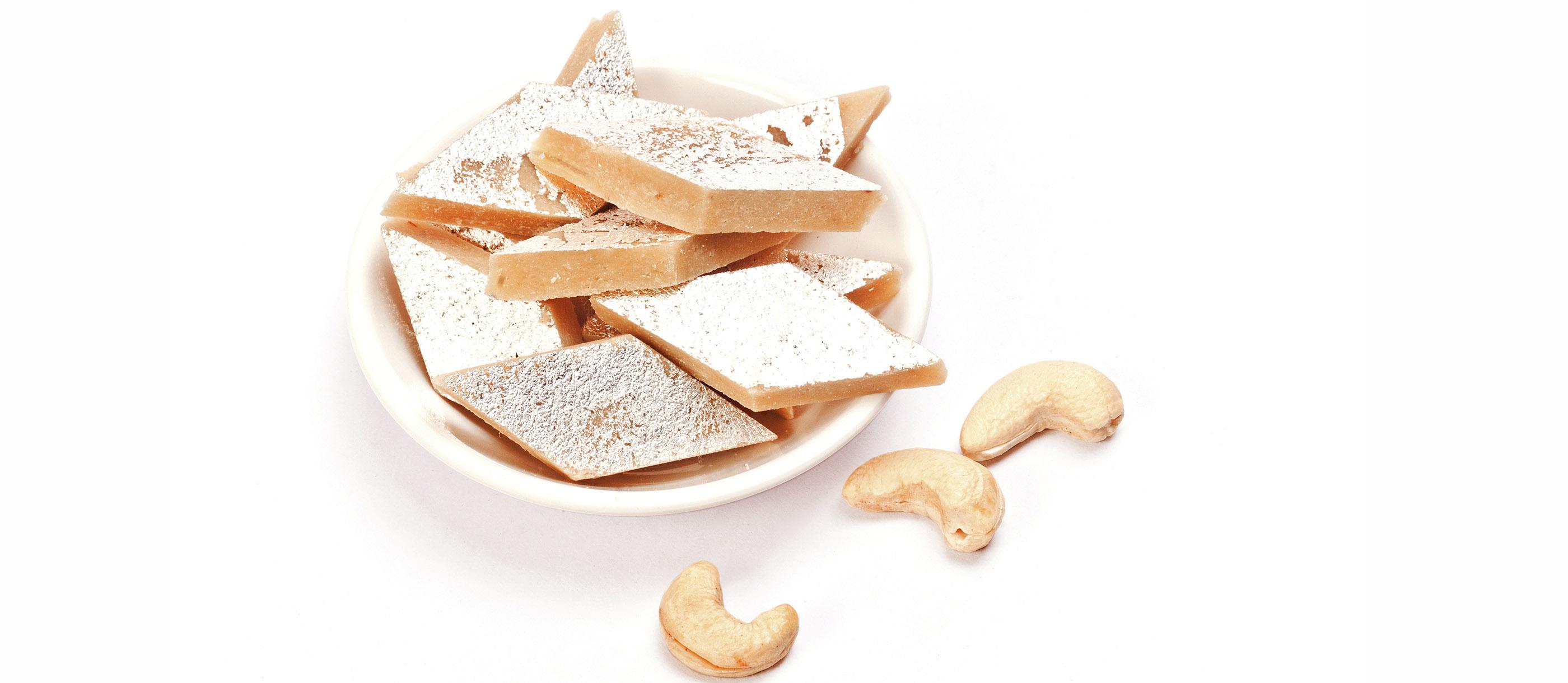 2800x1220 Kaju Katli. Traditional Dessert From India