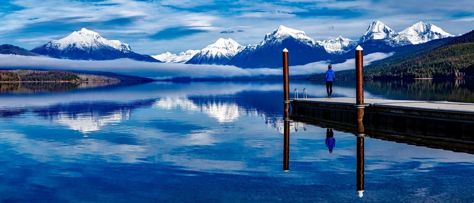 1627x700 Adventure alps clouds cold daylight dock glacier grass lake landscape majestic mountain peak mountains nature outdoors panorama person reflections relaxation wallpaperx946