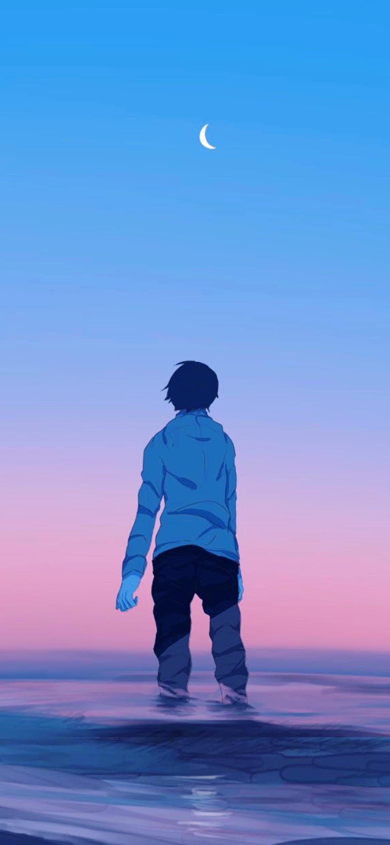 1242x2688 Anime Boy Sky Gradient iPhone XS MAX Wallpaper, HD Artist 4K Wallpaper, Image, Photo and Background