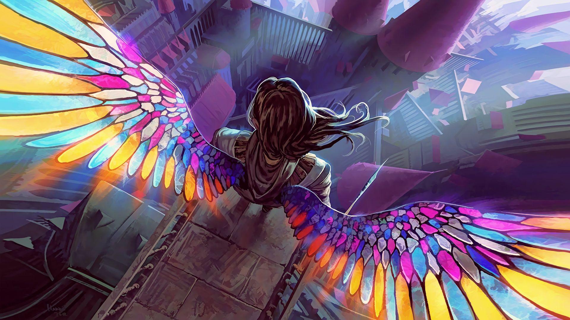 1920x1080 Desktop Wallpaper Colorful Wings, Fantasy, Angel, 4k, HD Image, Picture, Background, Dbc16f