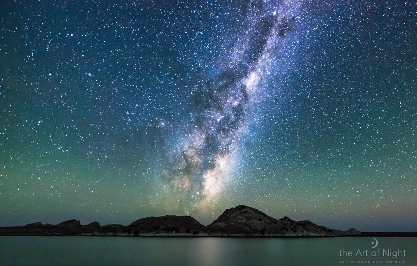 1332x850 Wallpaper sea, the sky, stars, landscape, mountains, The milky way, photographer, Mark Gee image for desktop, section пейзажи