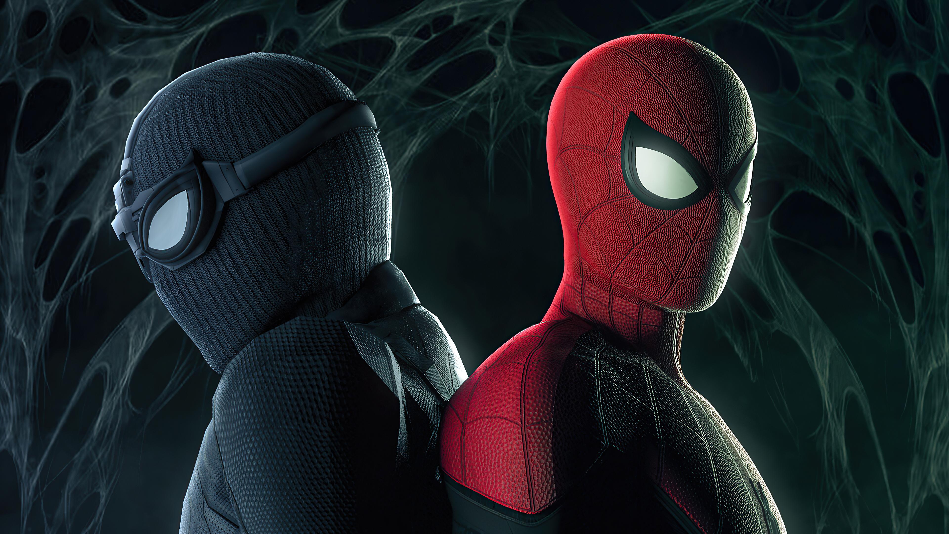 3840x2160 Red And Blue Spider Men Far From Home 4K HD Spider Man Far From Home Wallpaper