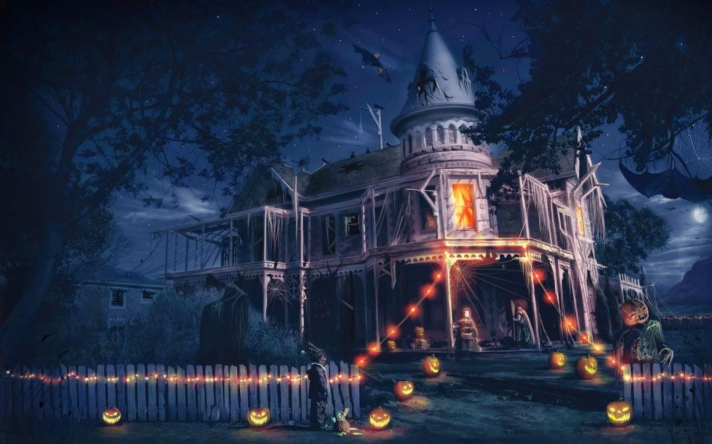 1440x899 Halloween Home Ghost Decoration With Pumpkin Glowing Haunted House Trick Or Treat