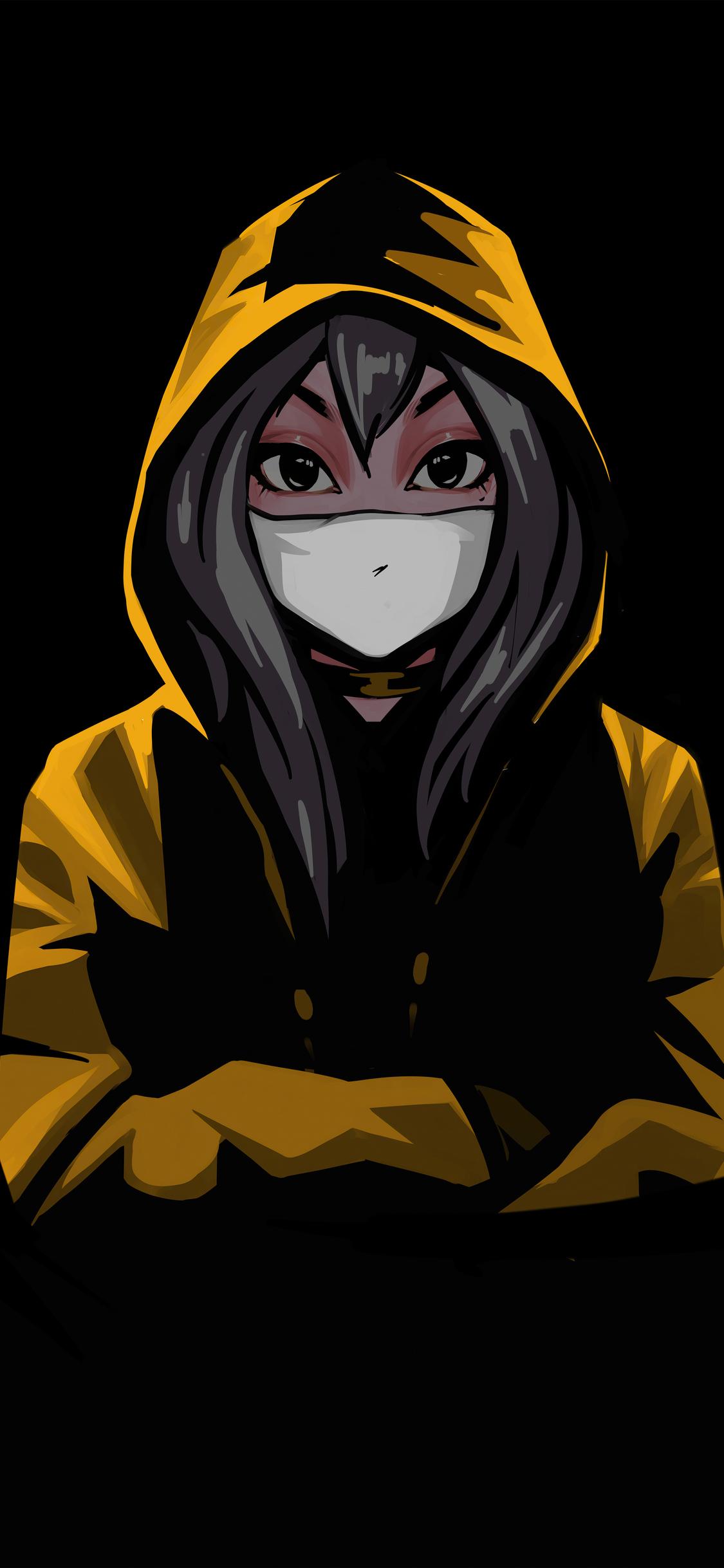 1125x2436 Anime Girl Mask Minimal 4k iPhone XS, iPhone iPhone X HD 4k Wallpaper, Image, Background, Photo and Picture