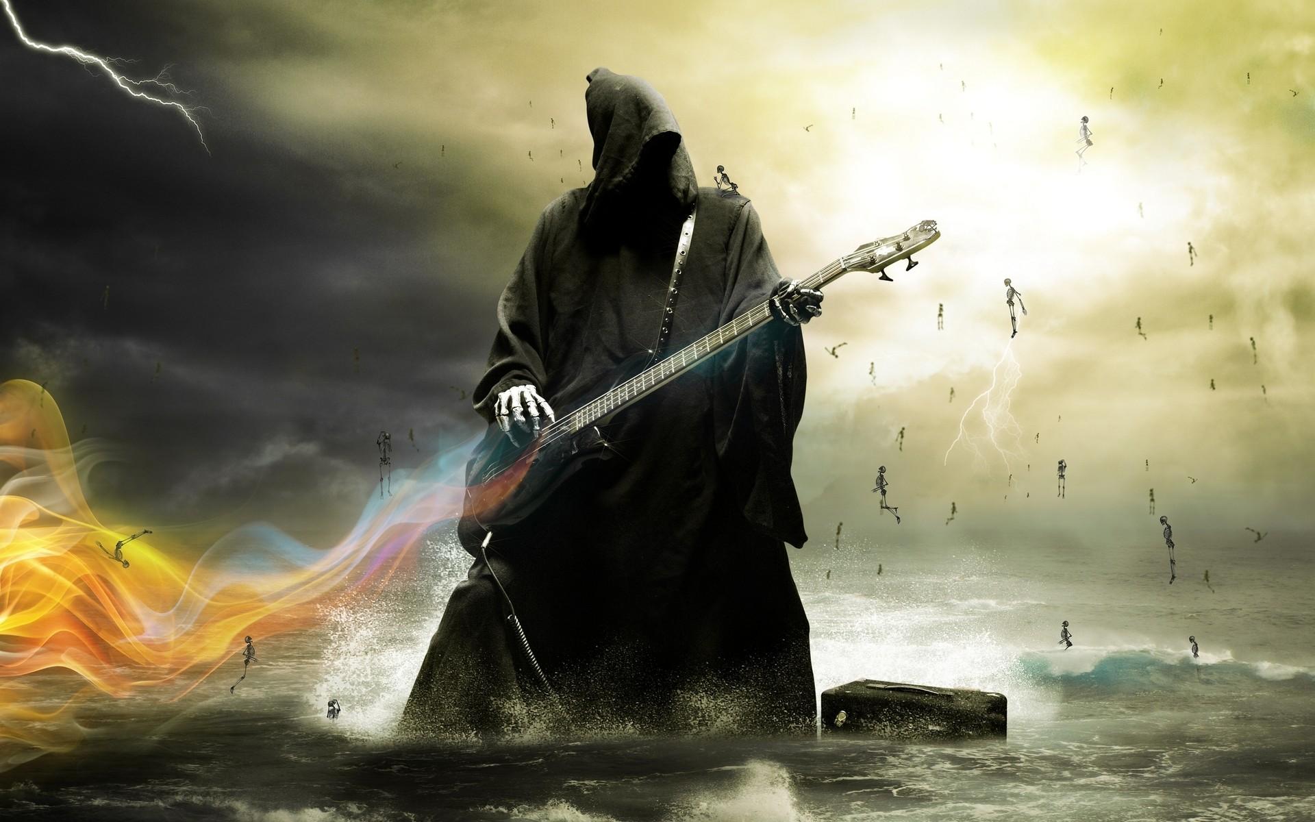 1920x1200 Grim Reaper Dark Fantasy Music Other Digital Art Reaper With Guitar