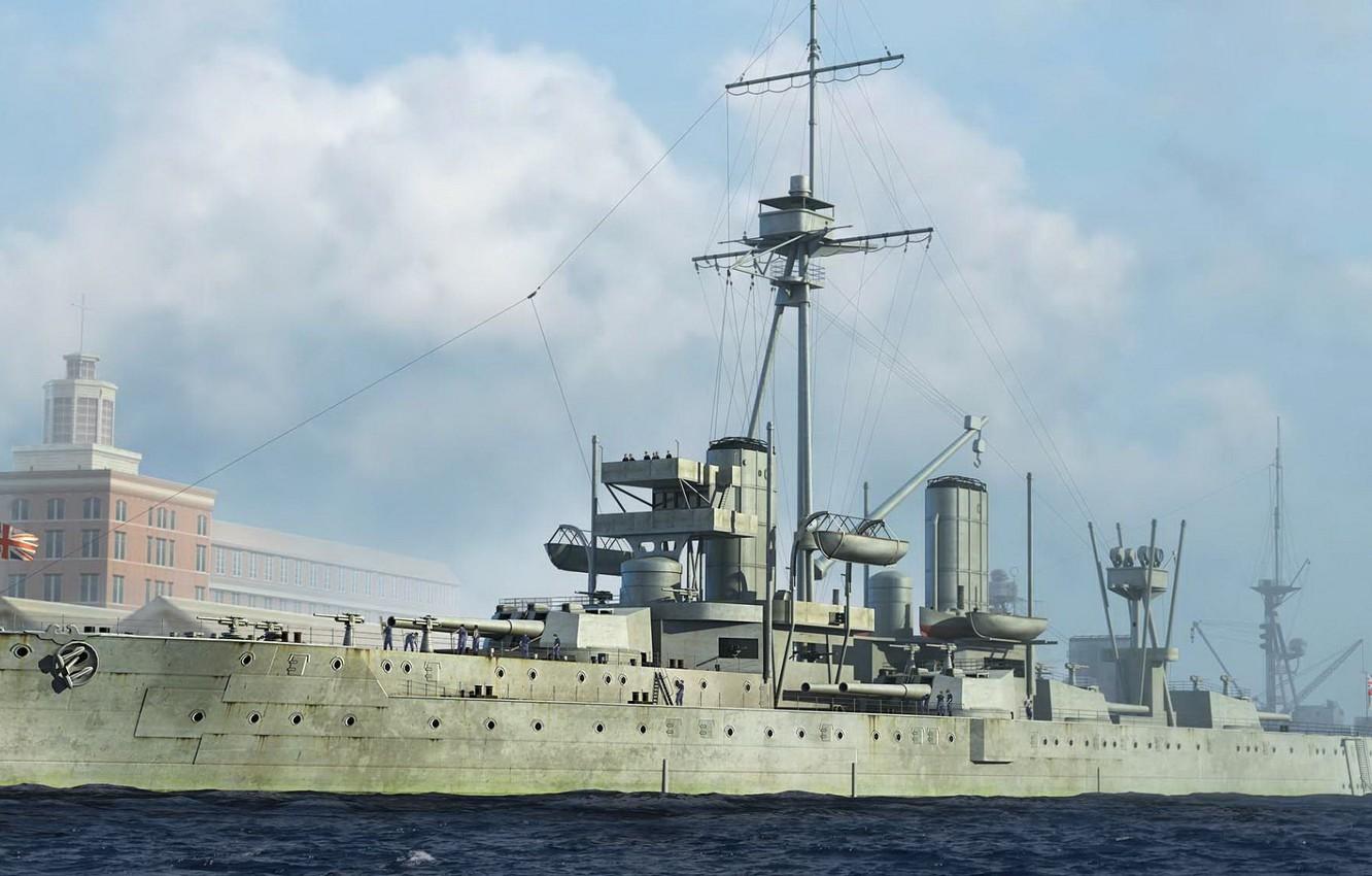 1332x850 Wallpaper ship, art, Navy, Dreadnought, military, battleship, British, battleship, WW HMS image for desktop, section оружие