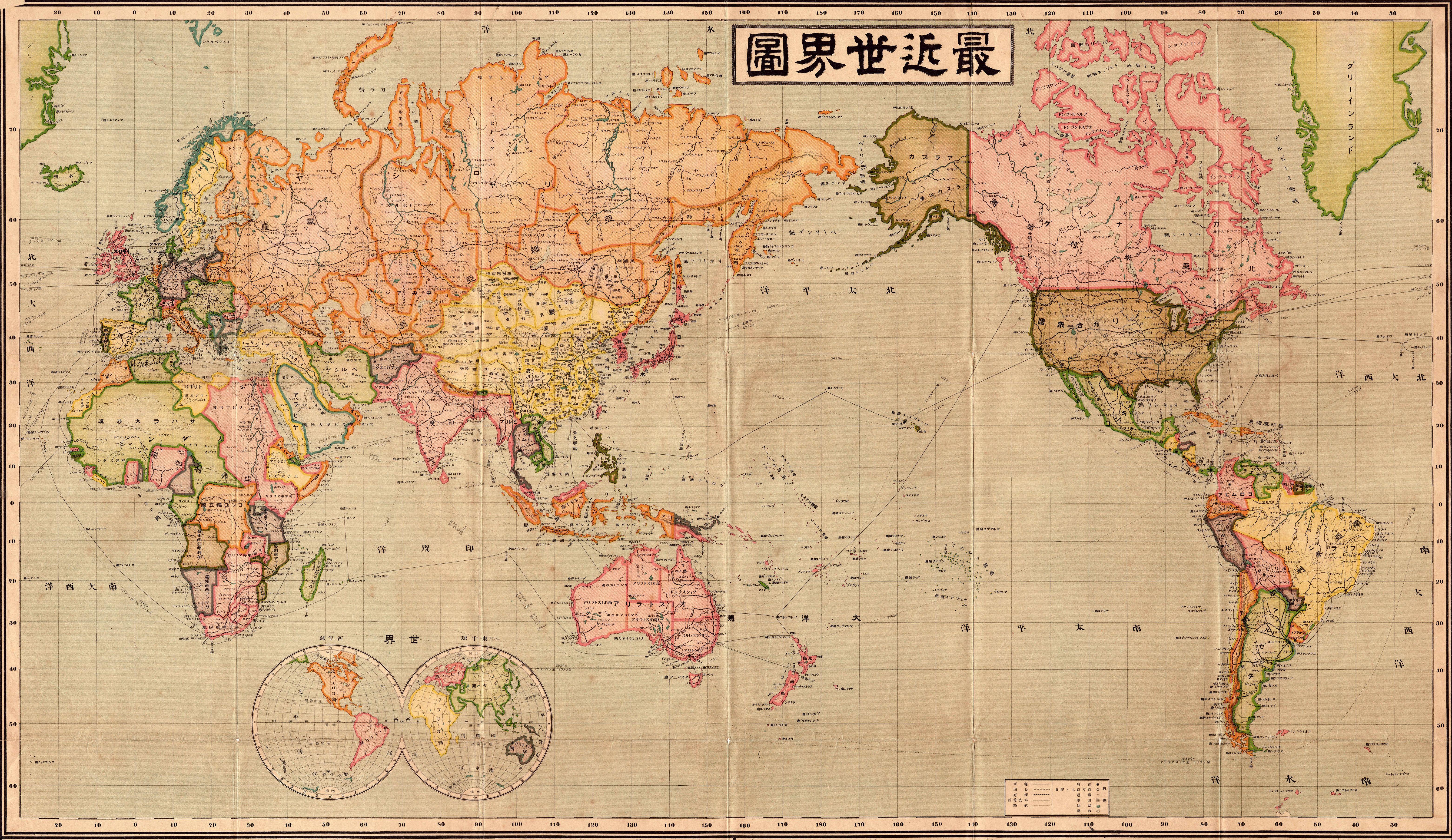 6245x3614 Japanese centered Japanese language world map